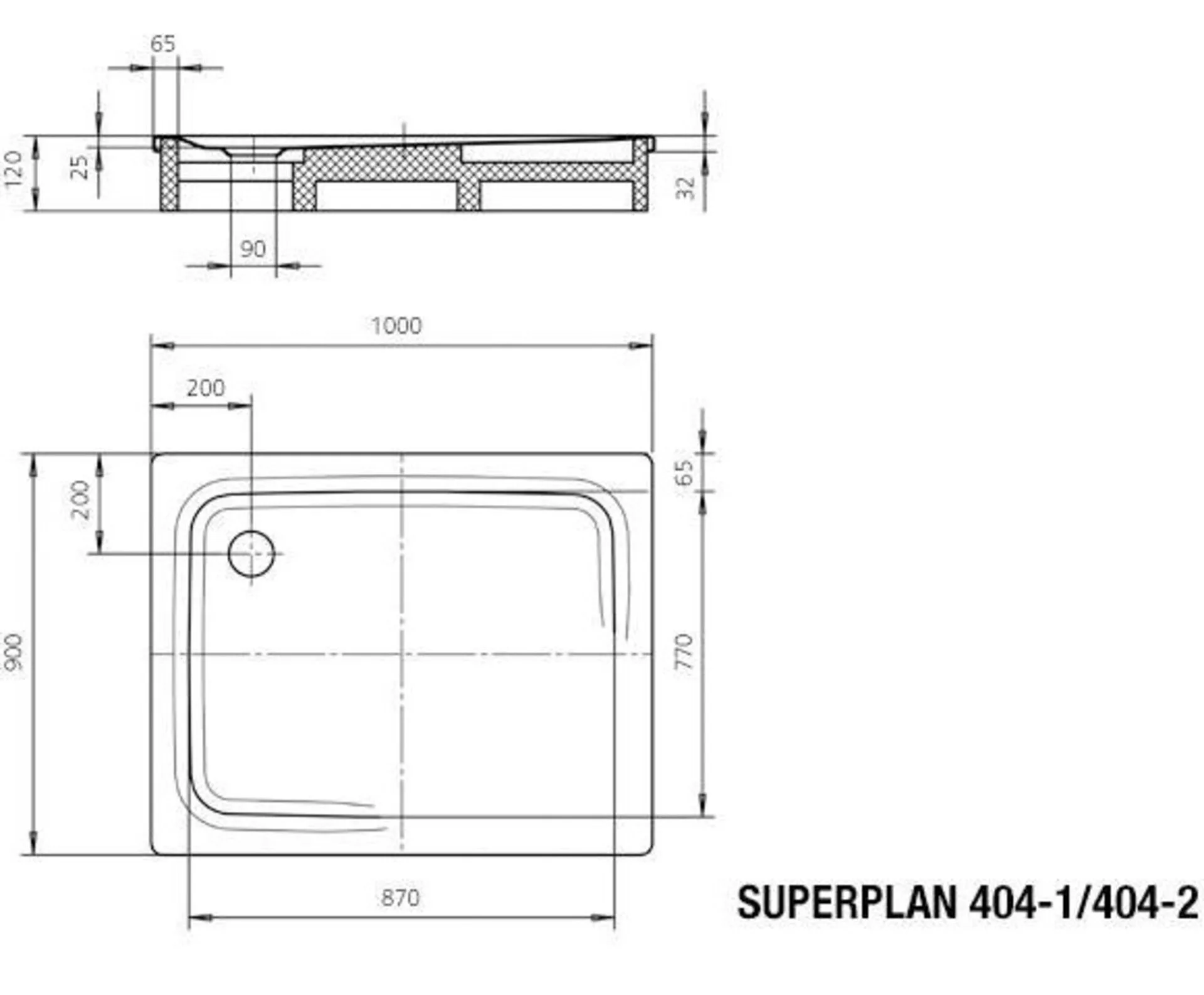 KALDEWEI SUPERPLAN CLASSIC Duschwanne 90 cm breit, Weiß, Mod. 404-1