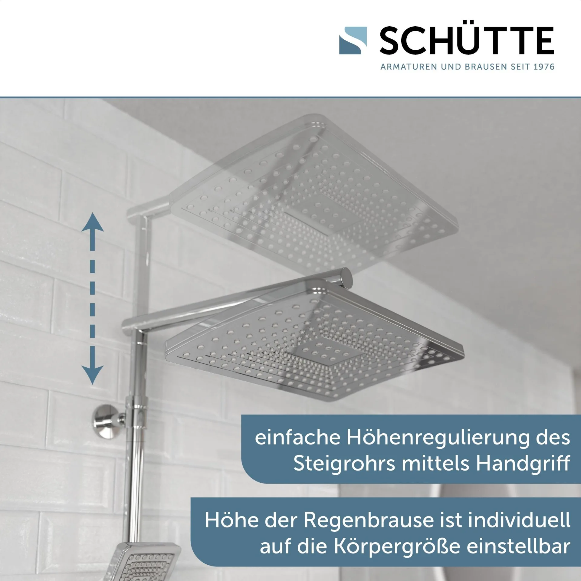 SCHÜTTE TRENTO Überkopf-Brauseset, Chrom, mit Duschthermostat