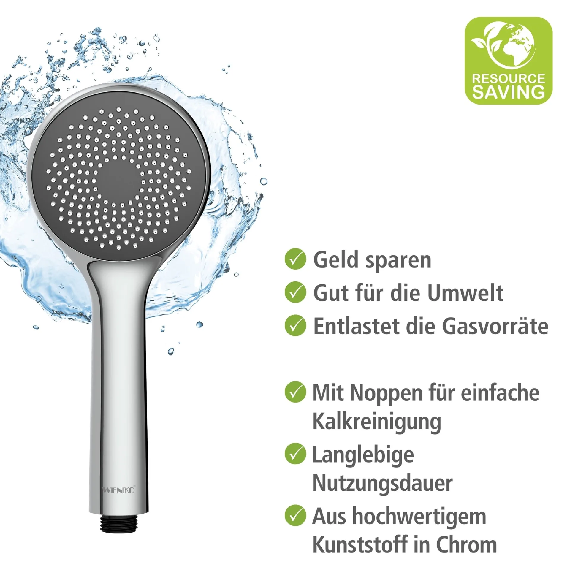 WENKO Duschkopf Ø 9,6 cm, Chrom