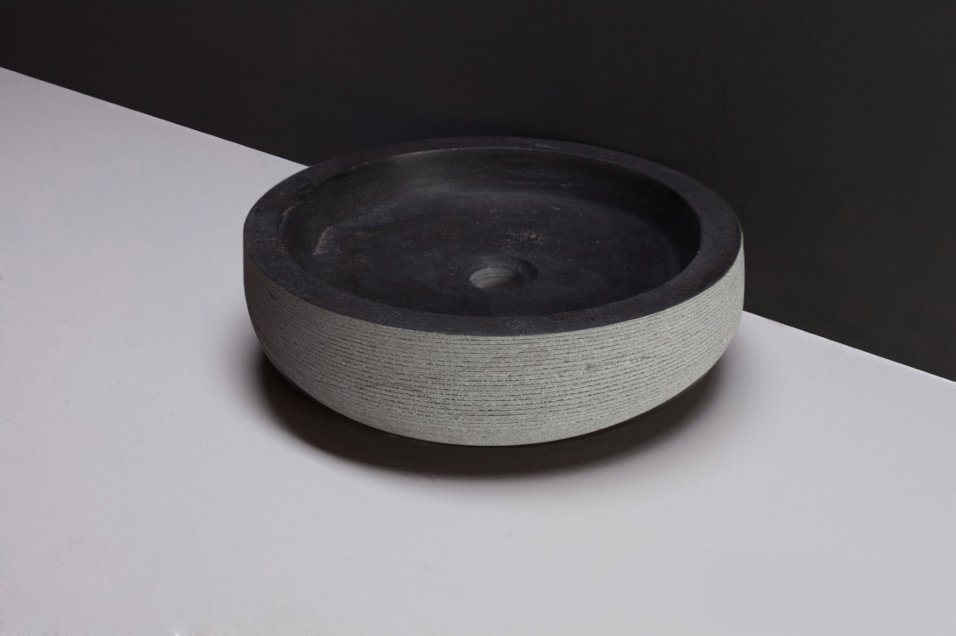 Waschbecken Naturstein VERONA (40 cm) Bluestone, ohne Hahnloch, 100239