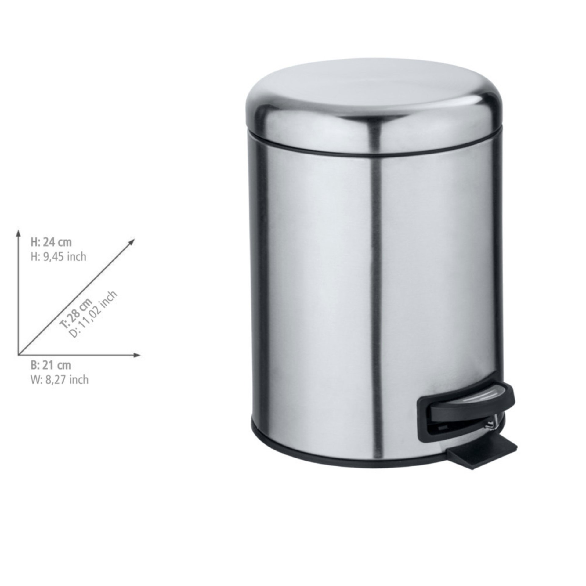 WENKO LEMAN Kosmetikeimer 5 Liter, Silber matt