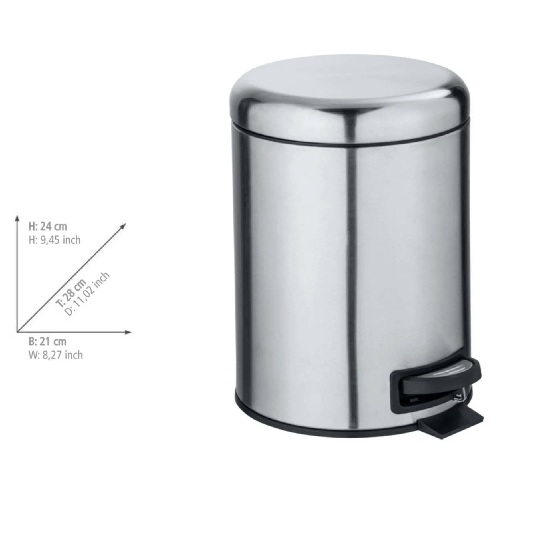 WENKO LEMAN Kosmetikeimer 5 Liter, Silber matt