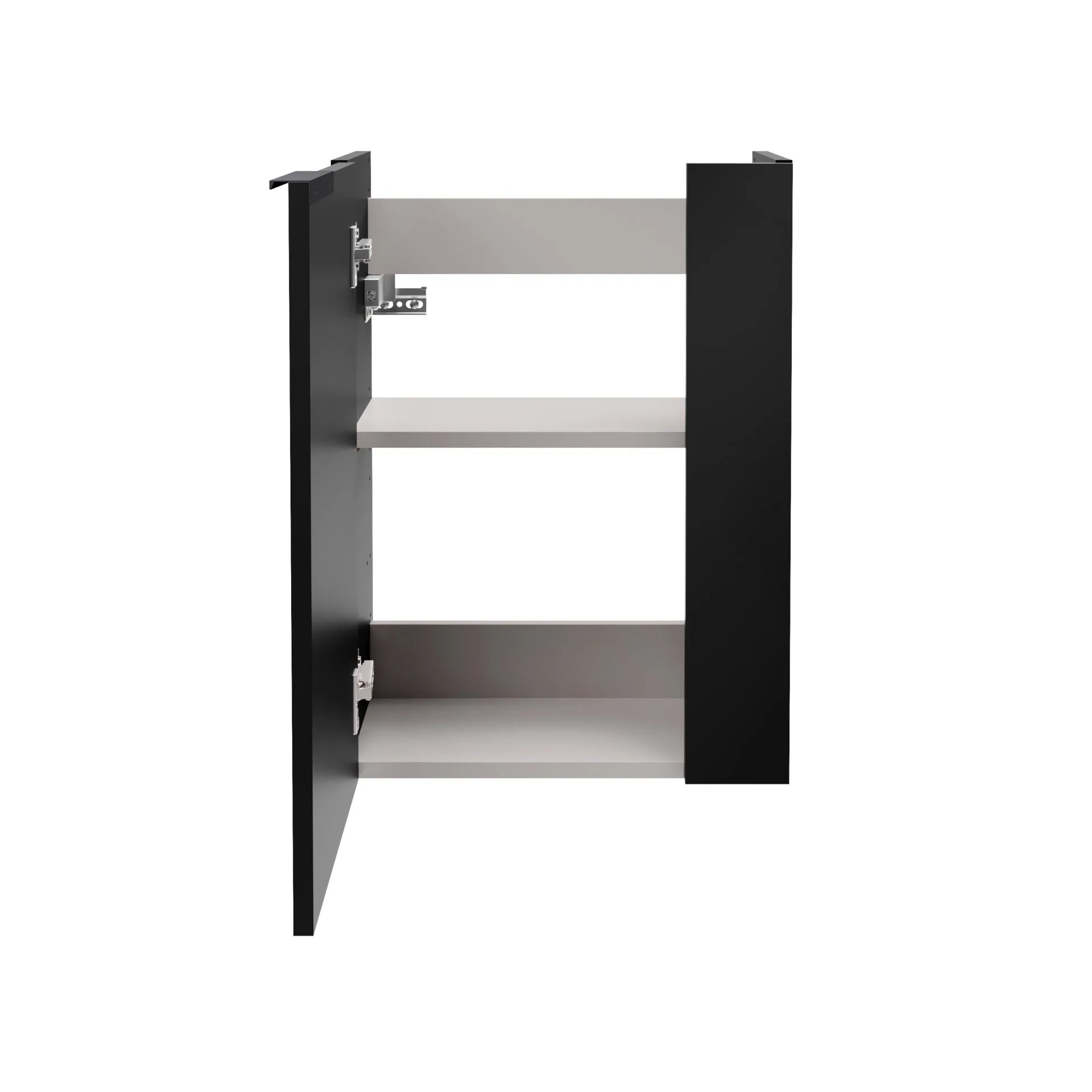 FACKELMANN SBC B.PARIS Gäste WC Waschtisch Set 45 cm breit, Schwarz matt, Waschbecken Glas Weiß, Türanschlag links