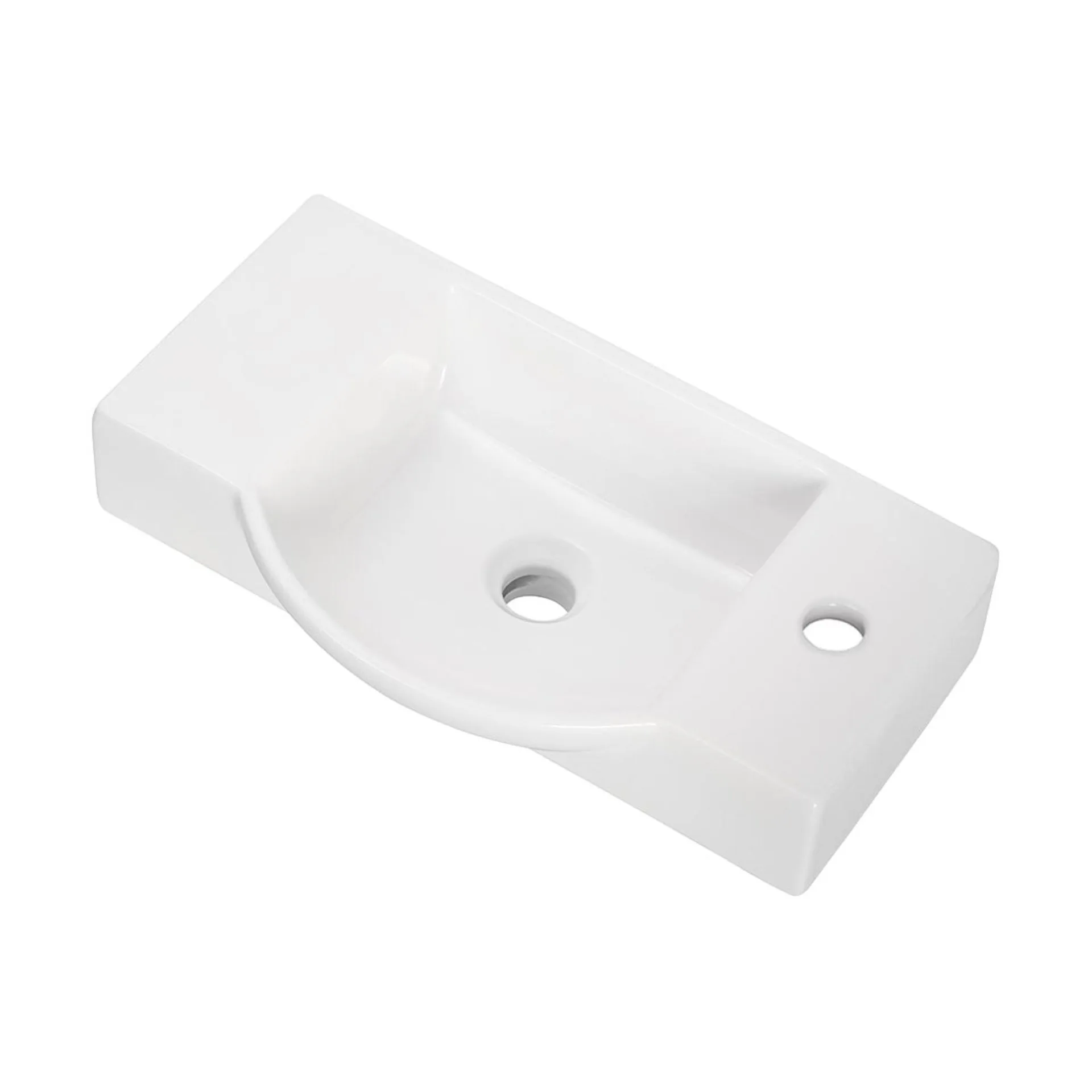 FACKELMANN SBC LUNA Gäste WC Set 4-teilig 55 cm breit, Anthrazit, Waschbecken Keramik Weiß, Hahnloch rechts + LED Spiegel + Midischrank slim