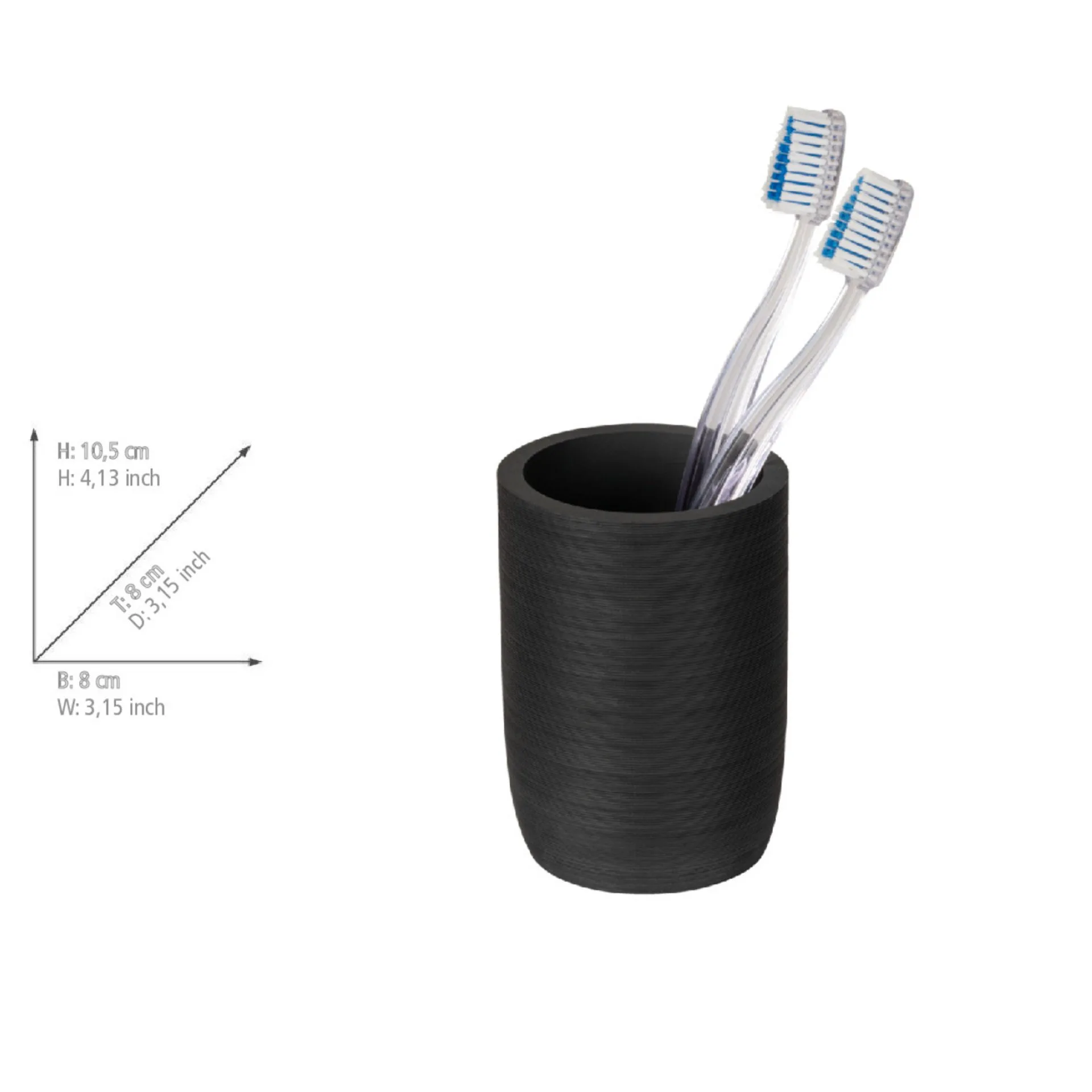 WENKO ALTAVALLE Accessoire Set, Schwarz, Zahnputzbecher, Seifenspender, Keramik