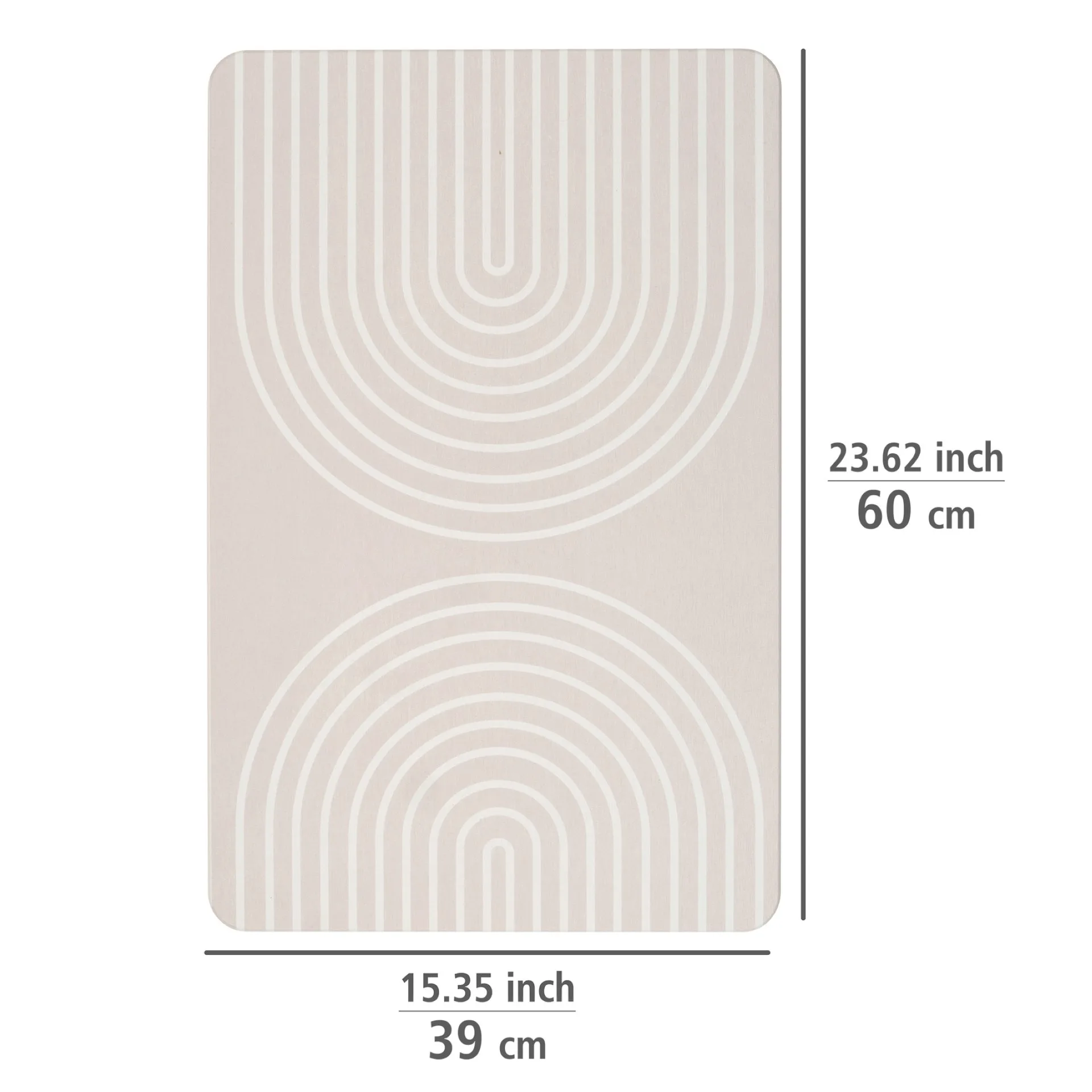 WENKO NAZCA Badematte 60 x 39 cm, Grau, aus natürlichem Diatomit