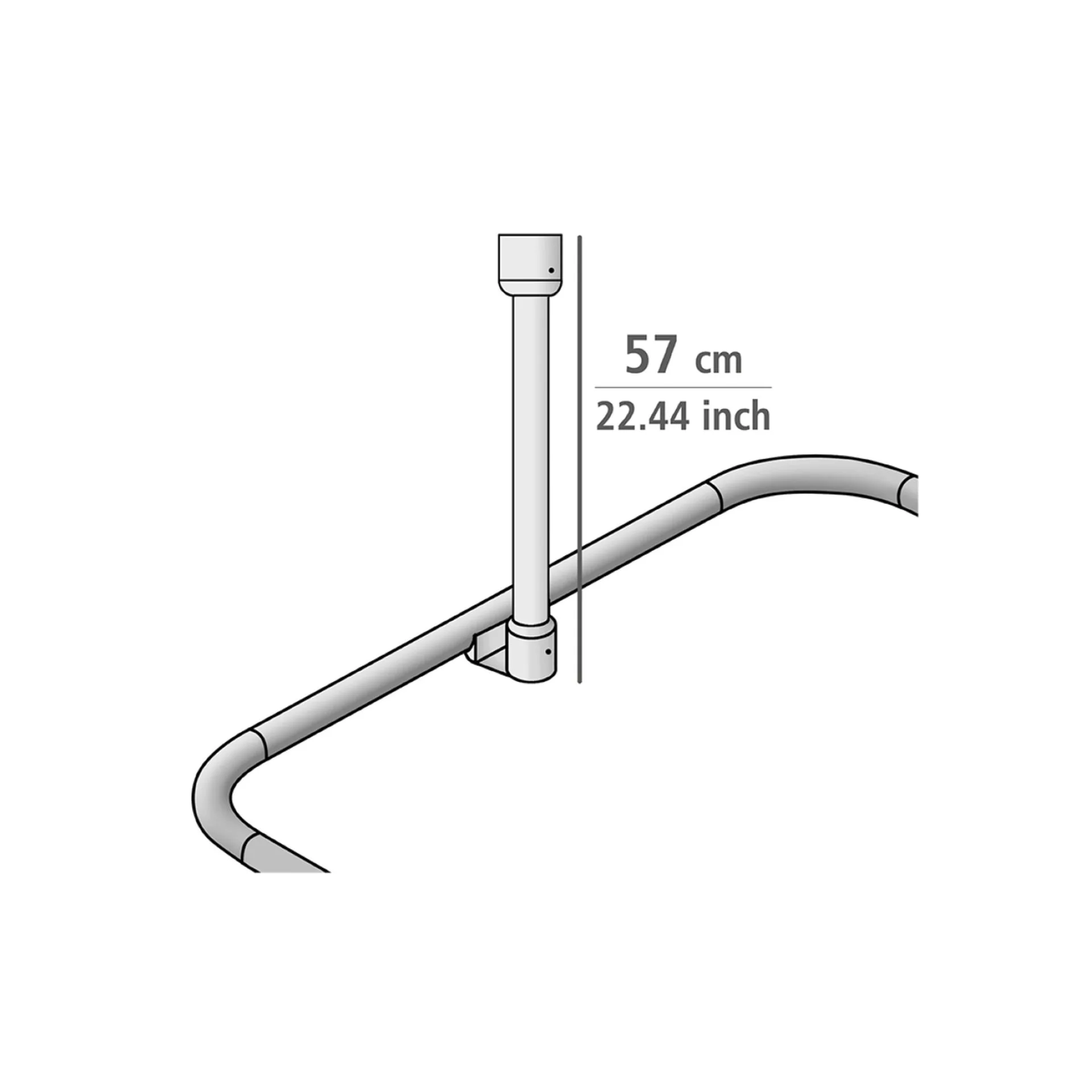 WENKO Deckenstütze für Duschstange 57 cm, Schwarz, Aluminium