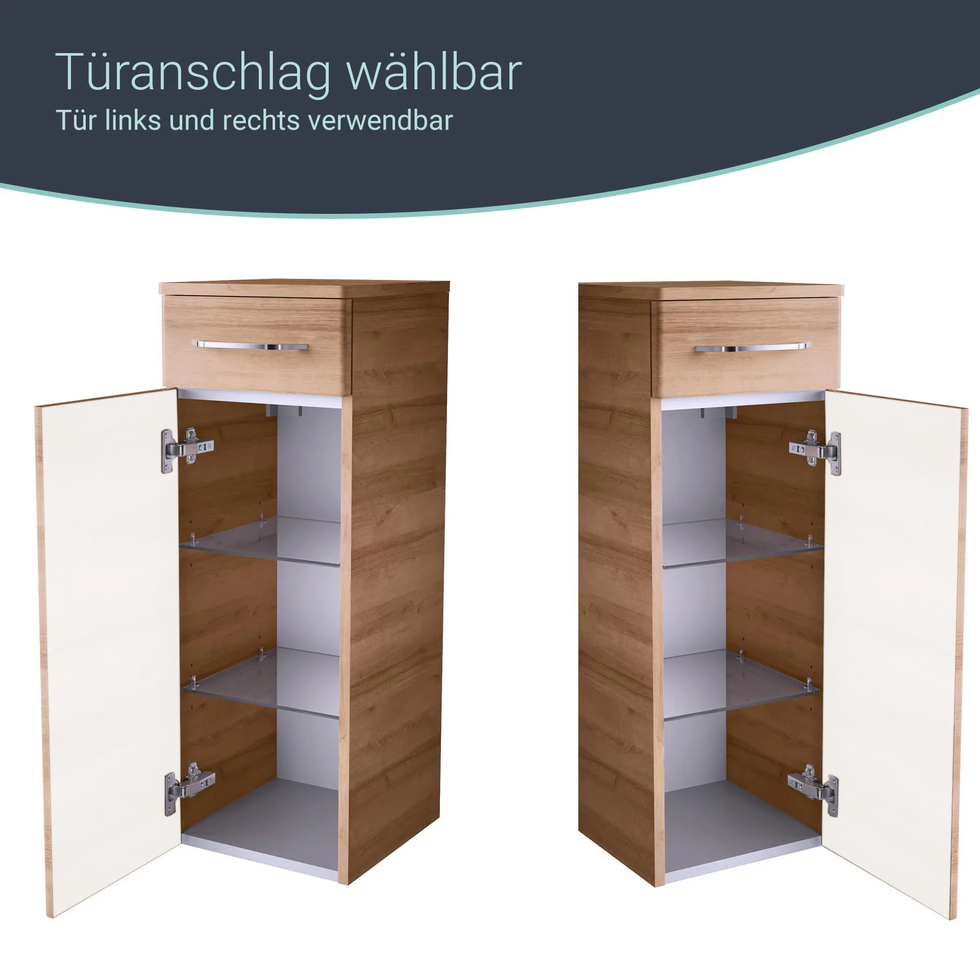 FACKELMANN MILANO Midischrank 30 cm breit, Braun hell