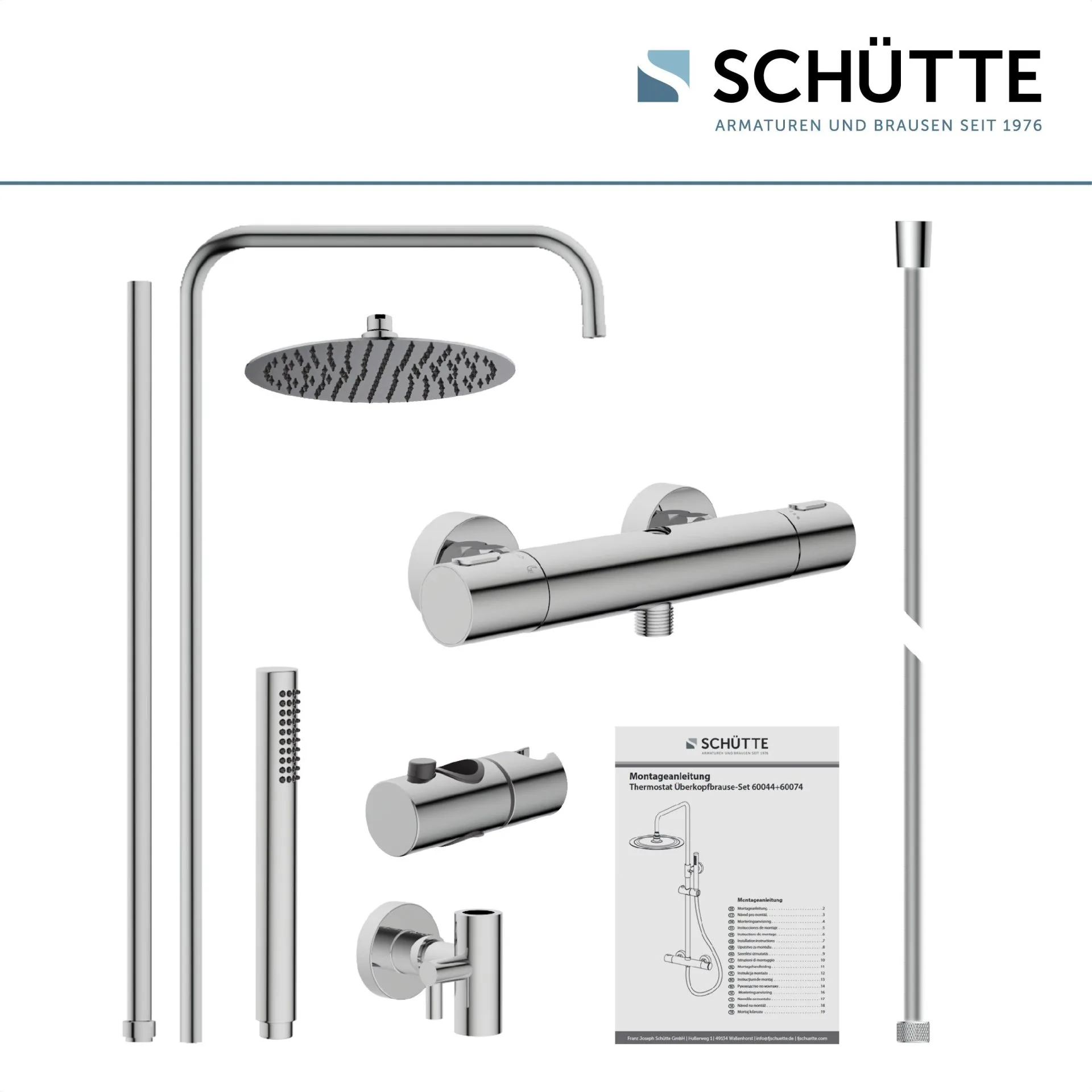 SCHÜTTE AQUADUCT Überkopf-Brauseset, Chrom, mit Duschthermostat