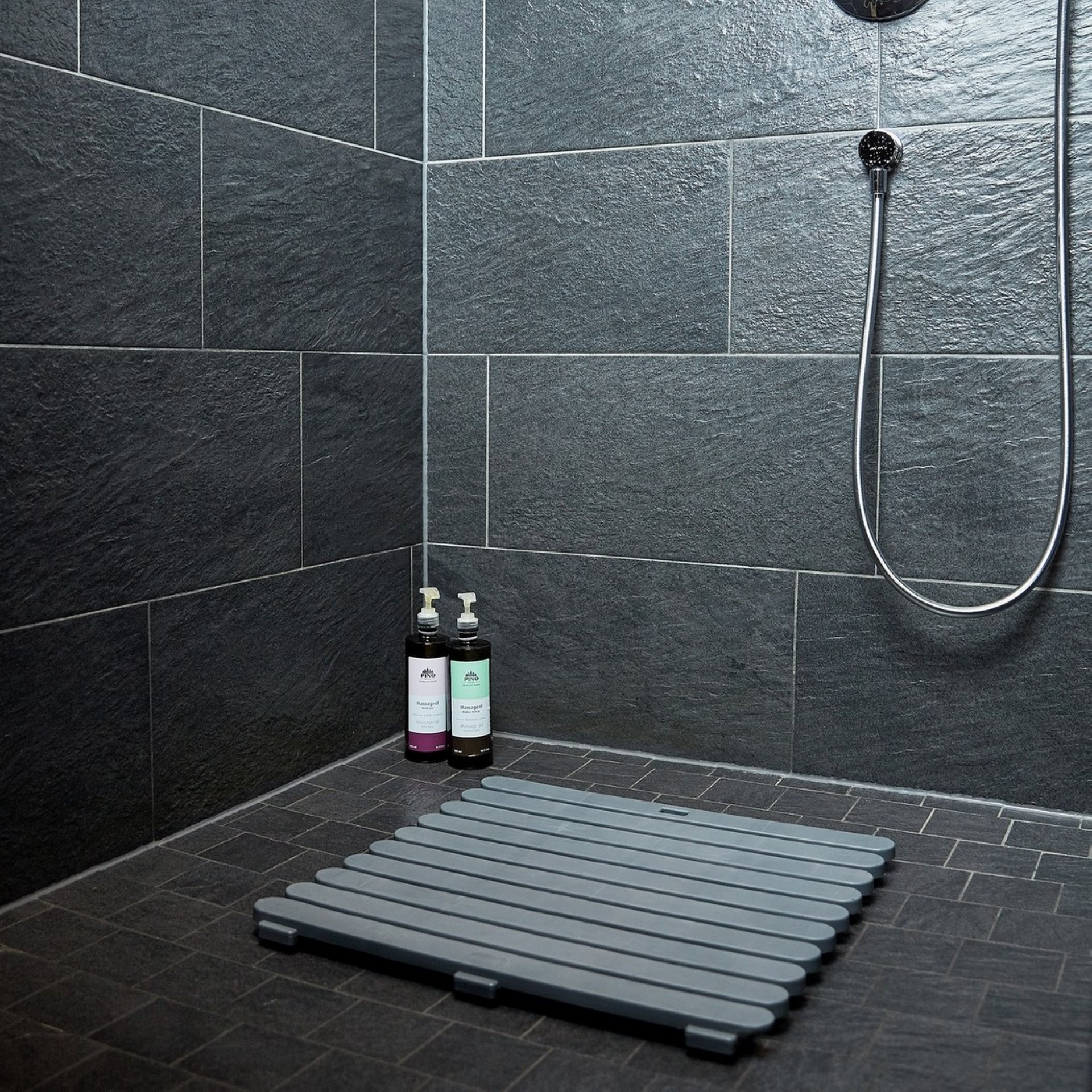 WENKO INDOOR&OUTDOOR Badematte 55 x 55 cm, Grau