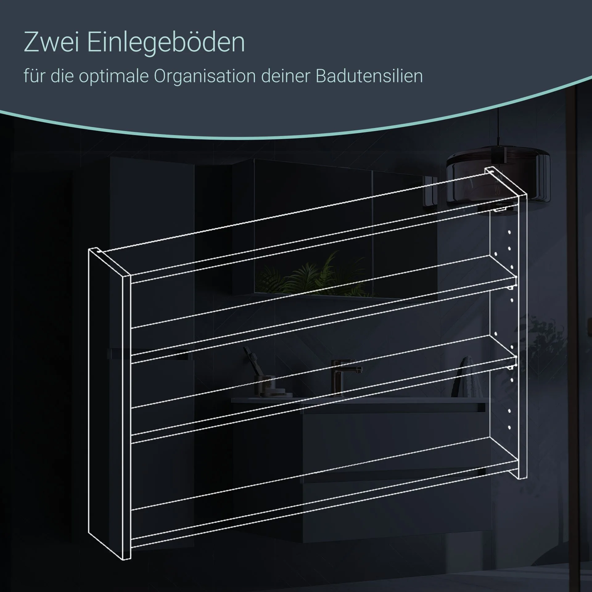 BADEDU GERS Spiegelschrank 80 cm breit, Grau