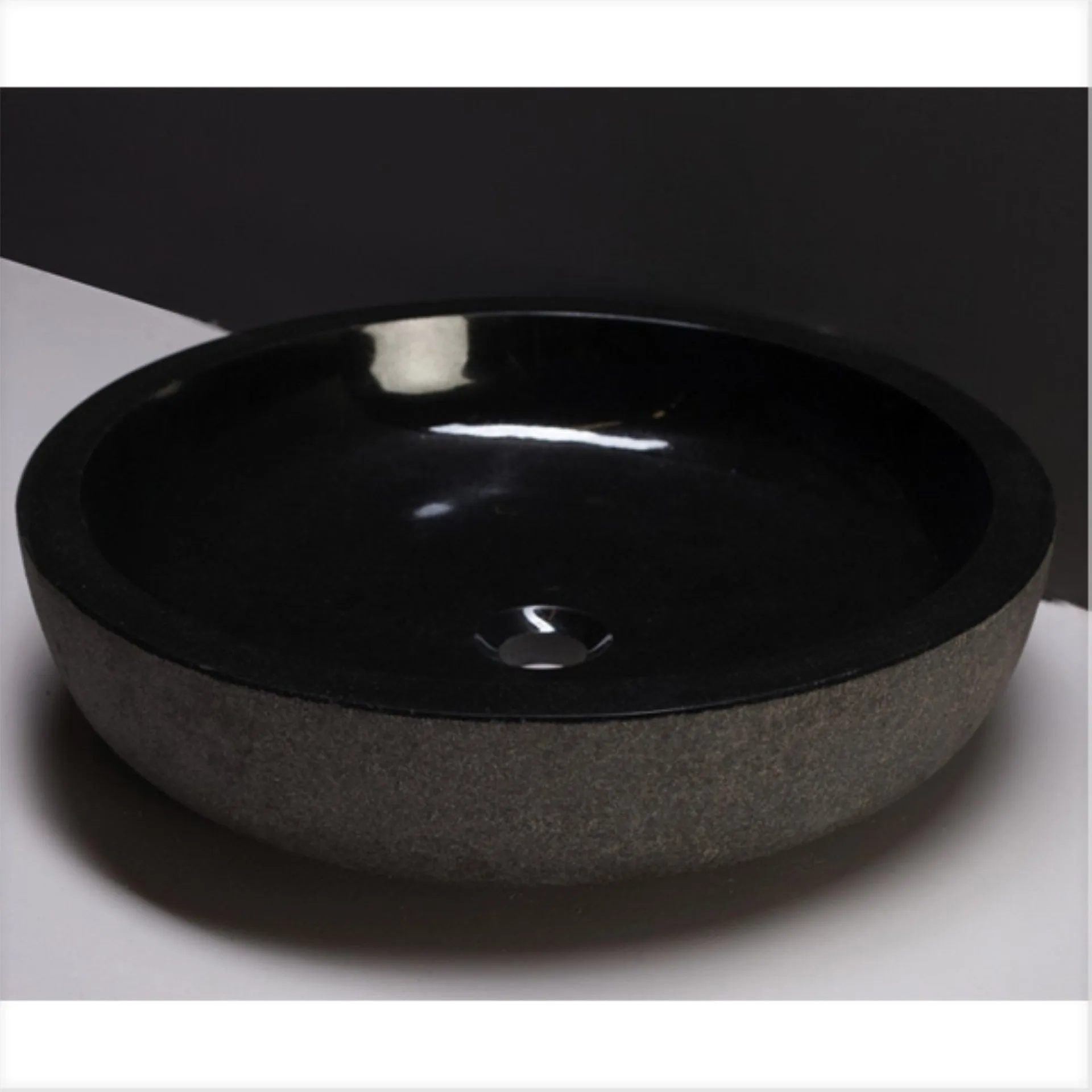 FORZALAQUA VERONA XL Aufsatzwaschbecken Ø 50 cm, Granit, Naturstein, ohne Hahnloch