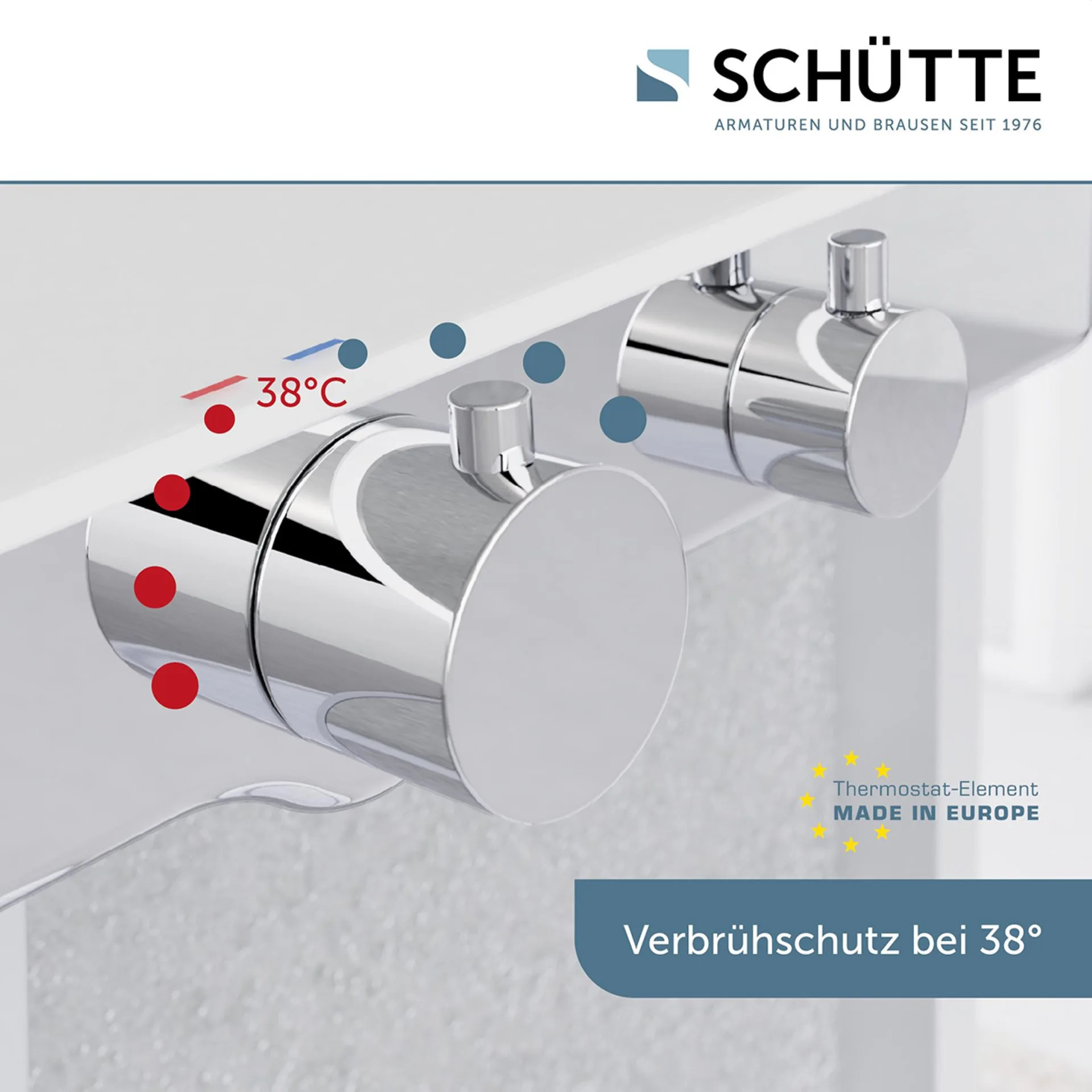 Schütte OCEAN Thermostat Duscharmatur, Chrom/Weiß, mit Ablage