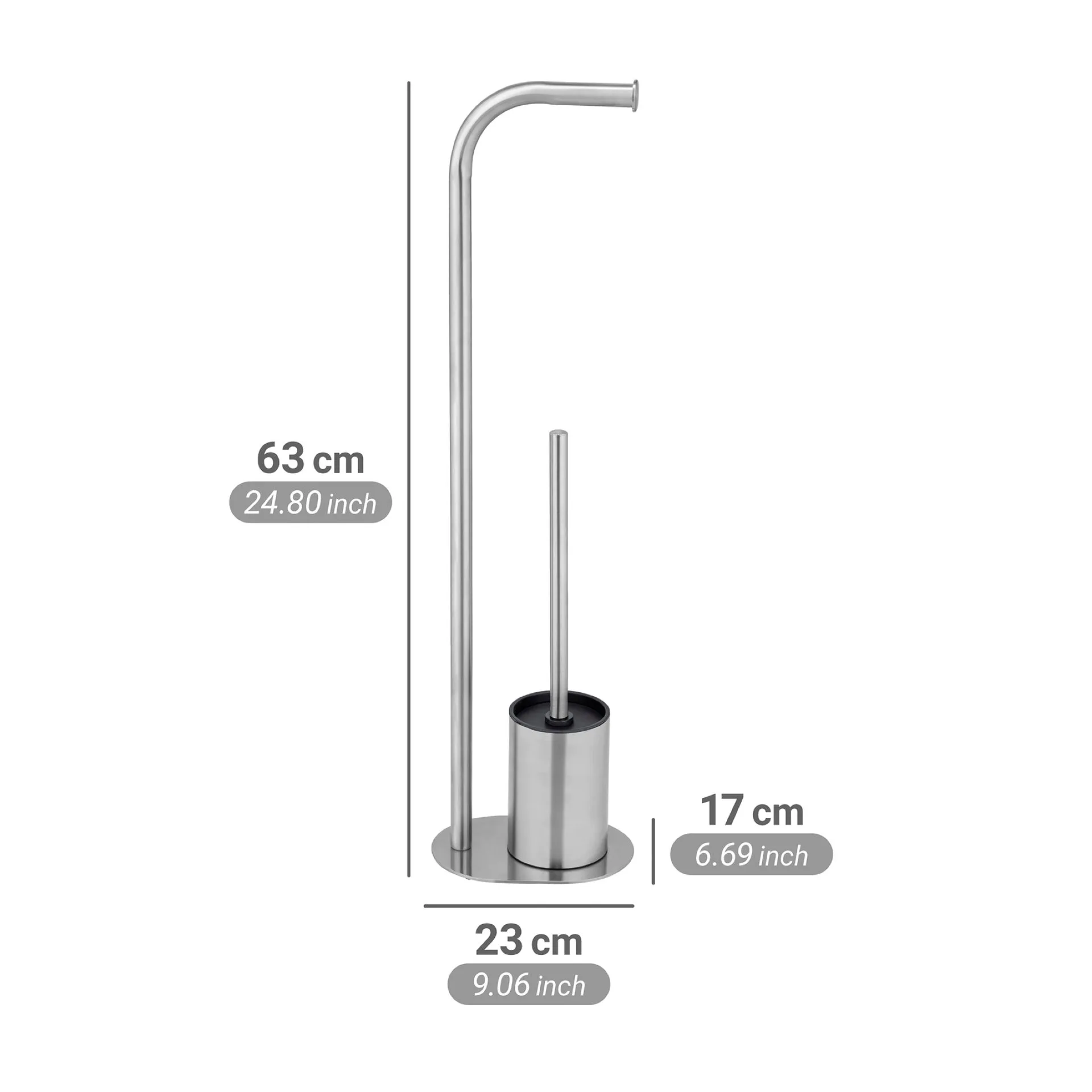 WENKO LEVANTE WC-Garnitur, Silber matt, mit Toilettenpapierhalter, stehend