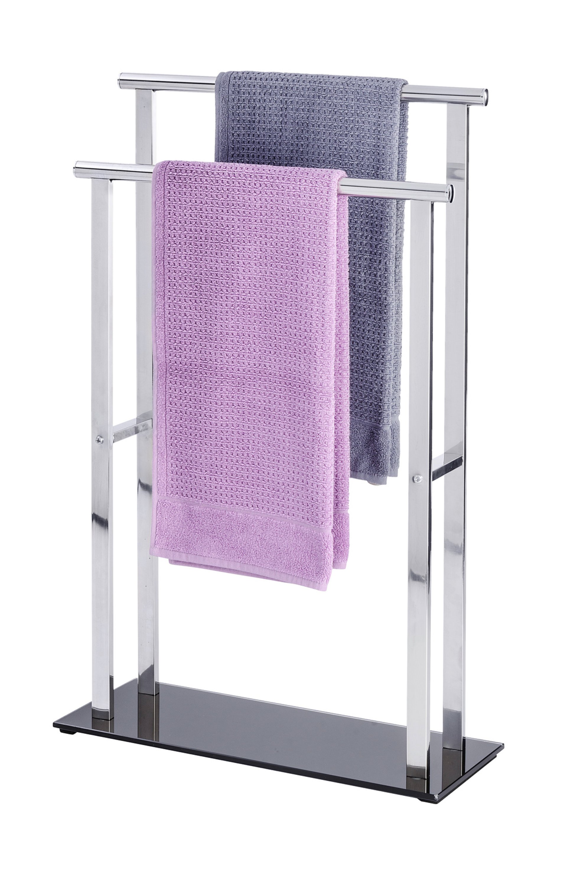 WENKO LAVA Handtuchhalter, Chrom/Schwarz, stehend