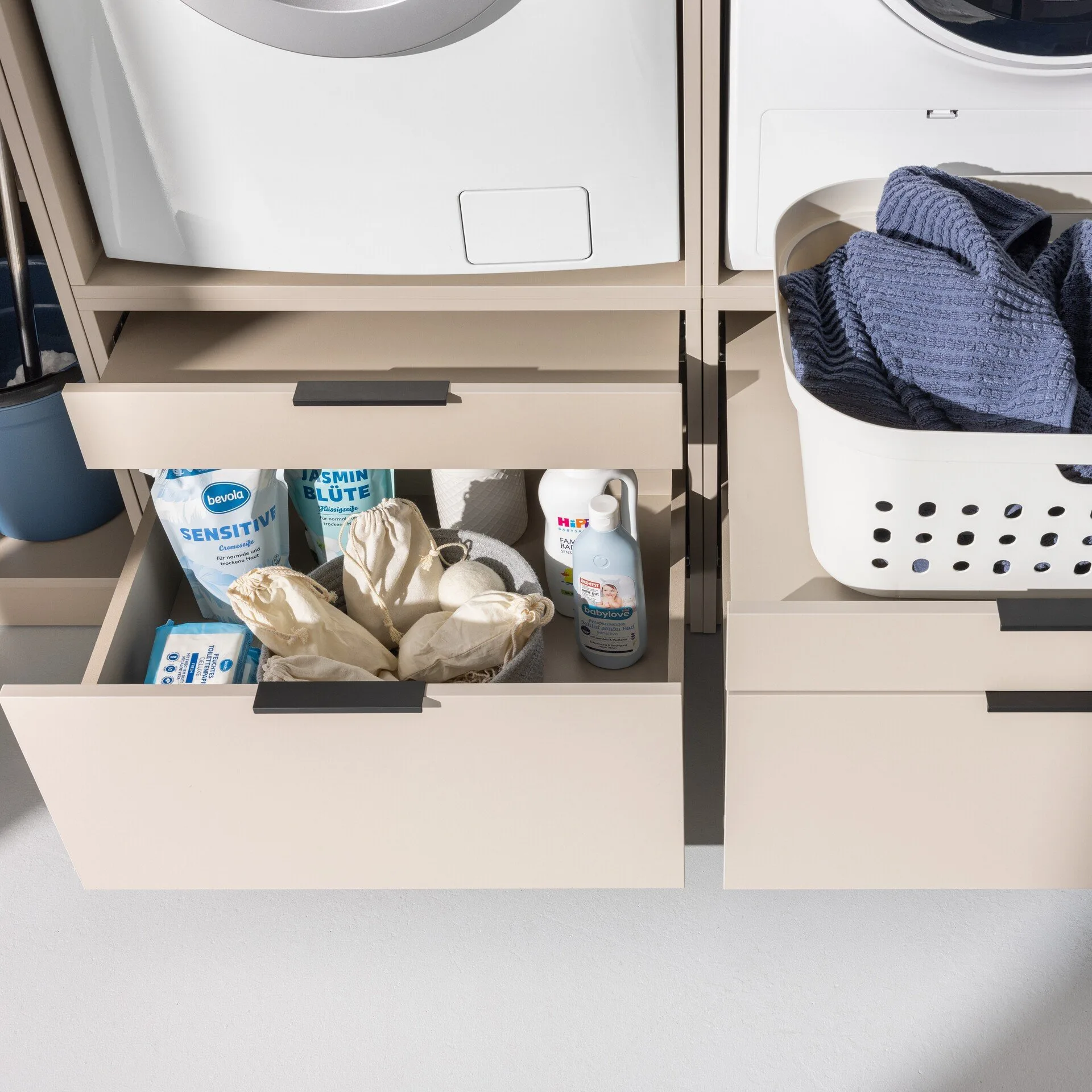 FACKELMANN Unterbauschrank 52 cm breit, Grau, Schublade + Auszug, mit Füßen