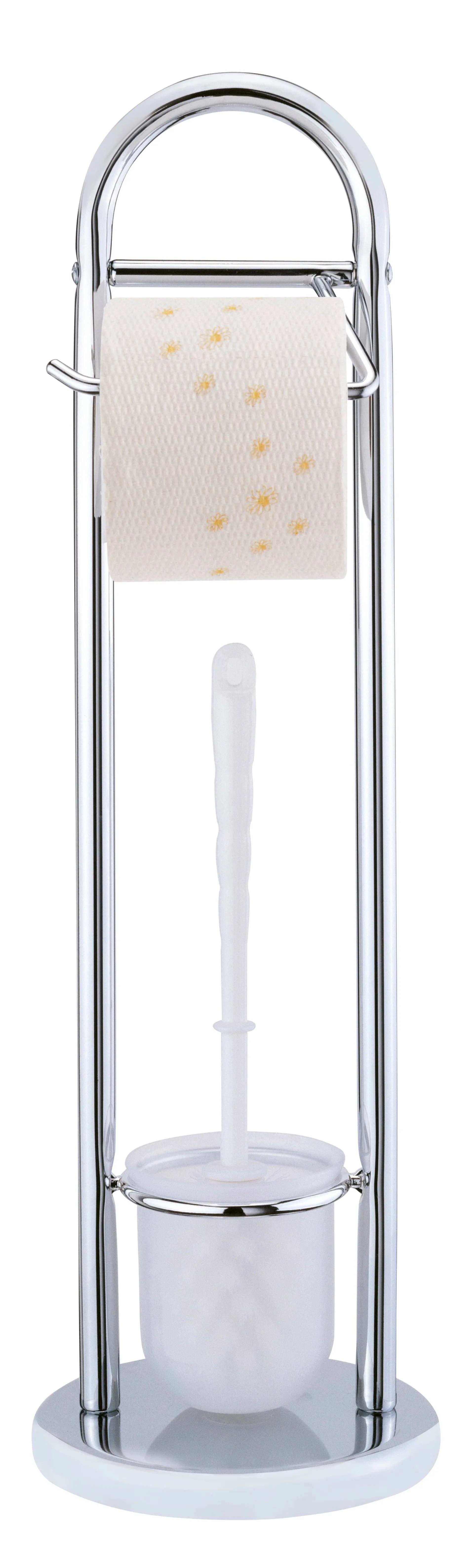 WENKO SIENA Toilettenpapierhalter, Chrom glänzend, mit WC-Garnitur, stehend