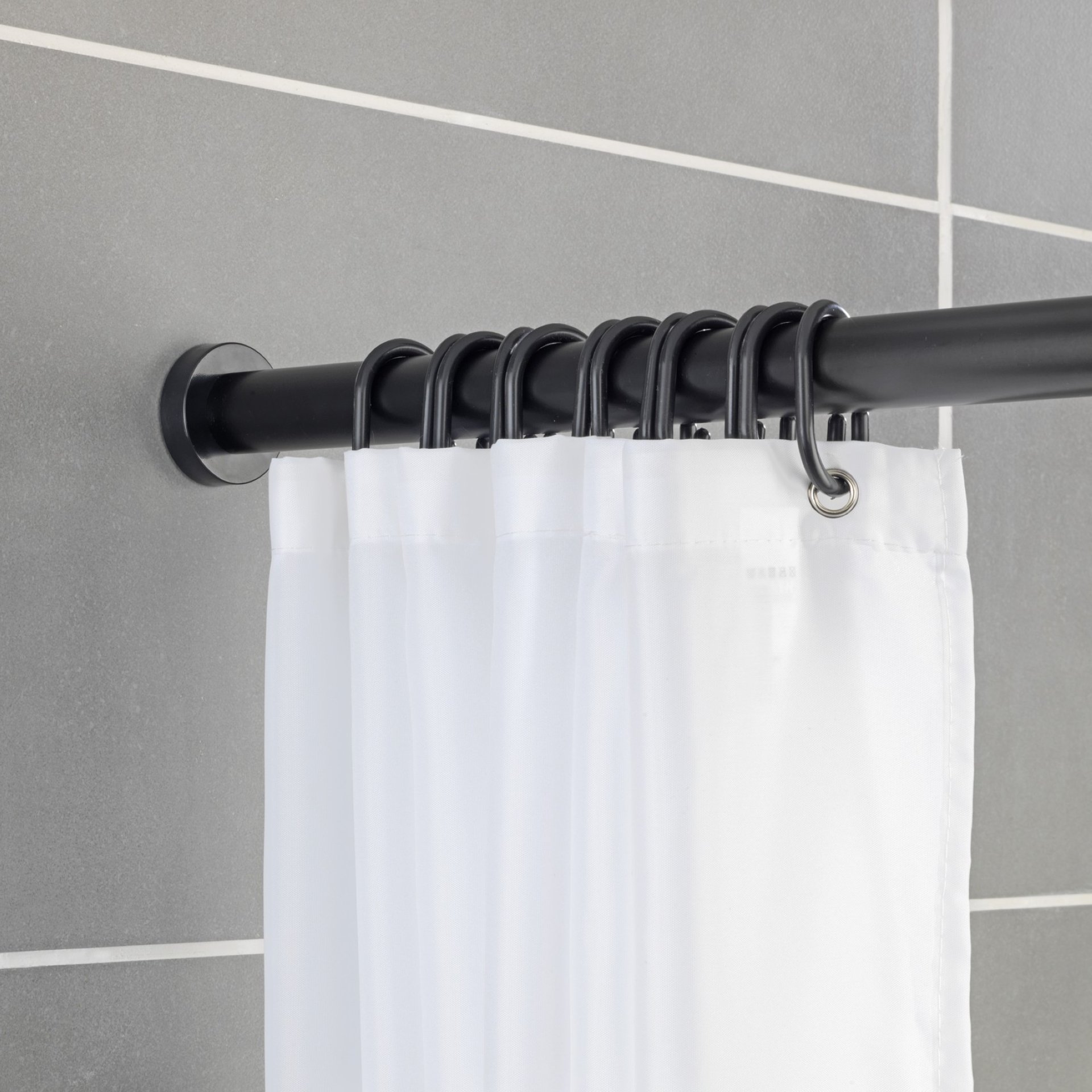 WENKO LUZ Teleskop Duschstange 70-115 cm, Schwarz, Aluminium rostfrei