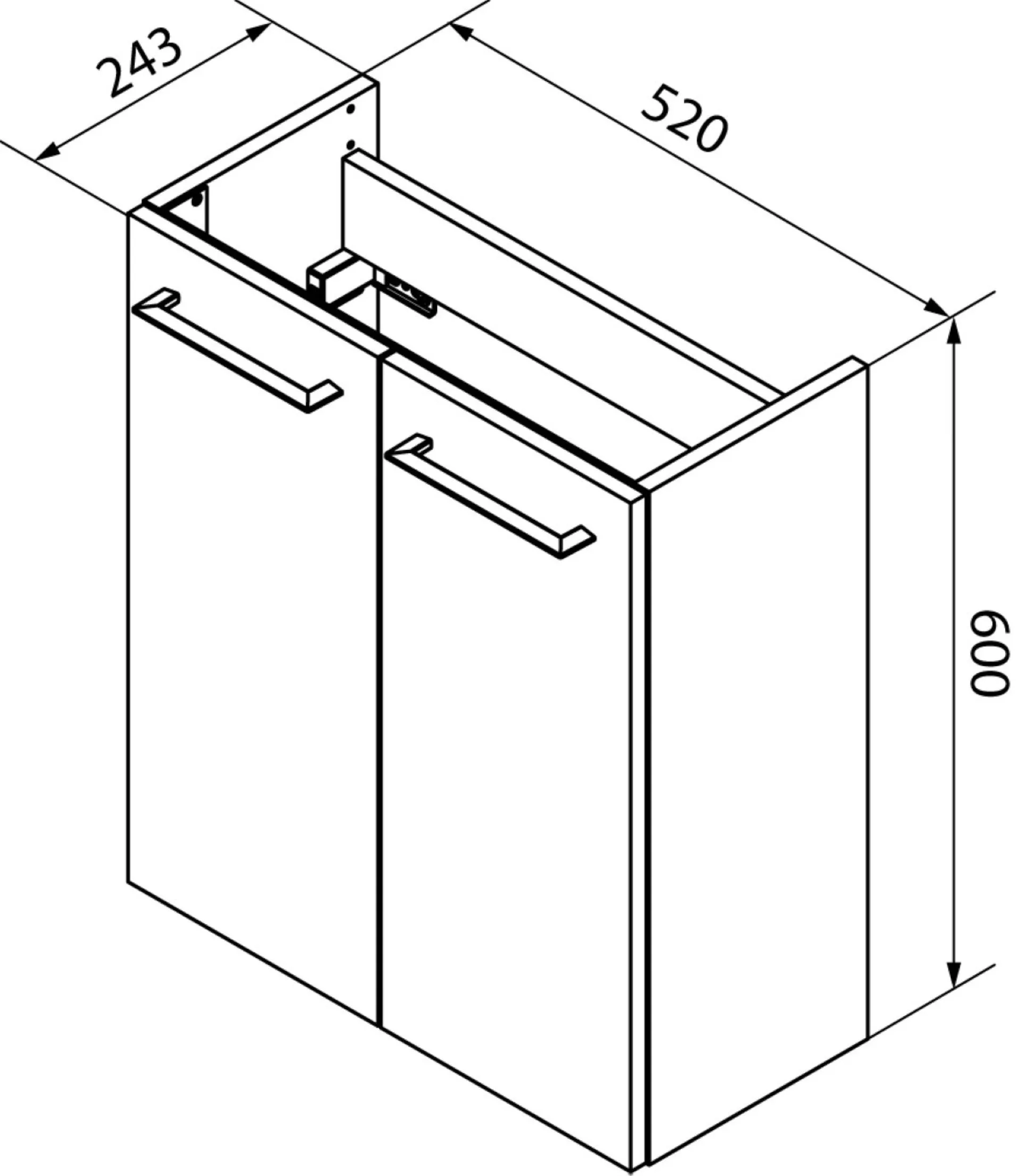 FACKELMANN SBC MILANO Gäste WC Waschtisch Set mit Spiegel 55 cm breit, Weiß/Braun hell, Waschbecken Keramik Weiß