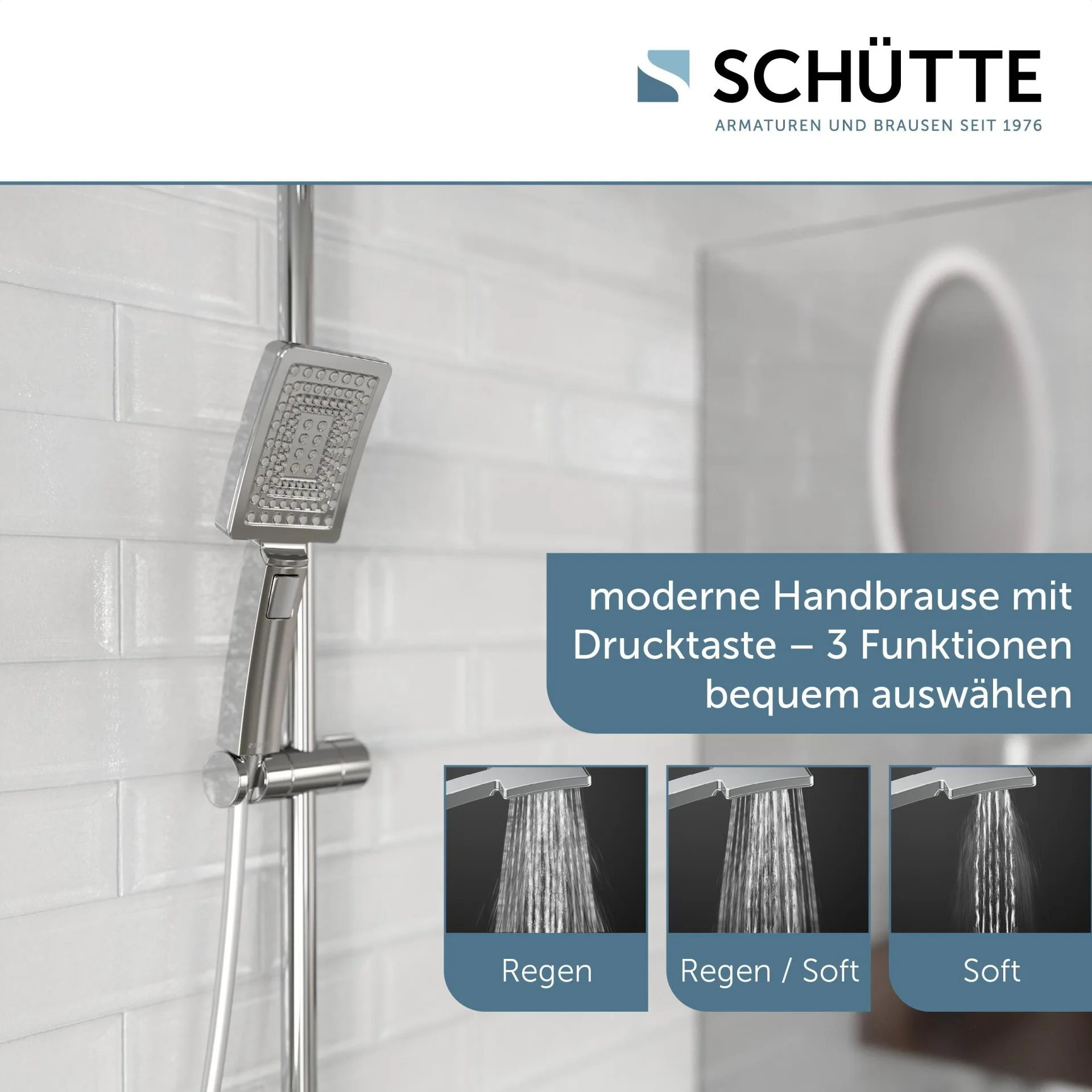 SCHÜTTE TRENTO Überkopf-Brauseset, Chrom, mit Duschthermostat