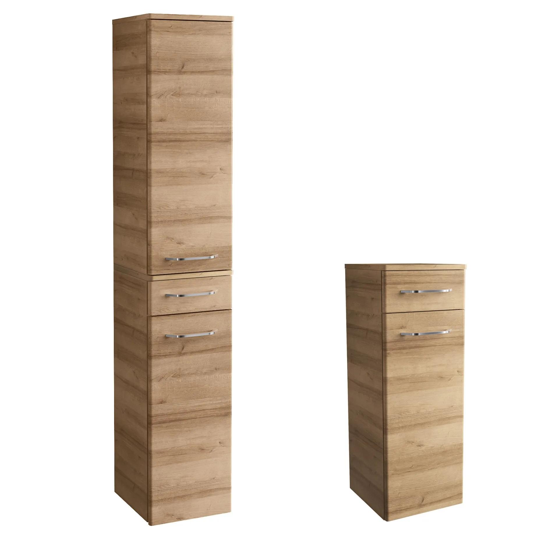 FACKELMANN MILANO Hochschrank + Midischrank mit Schublade 30 cm breit, Braun hell