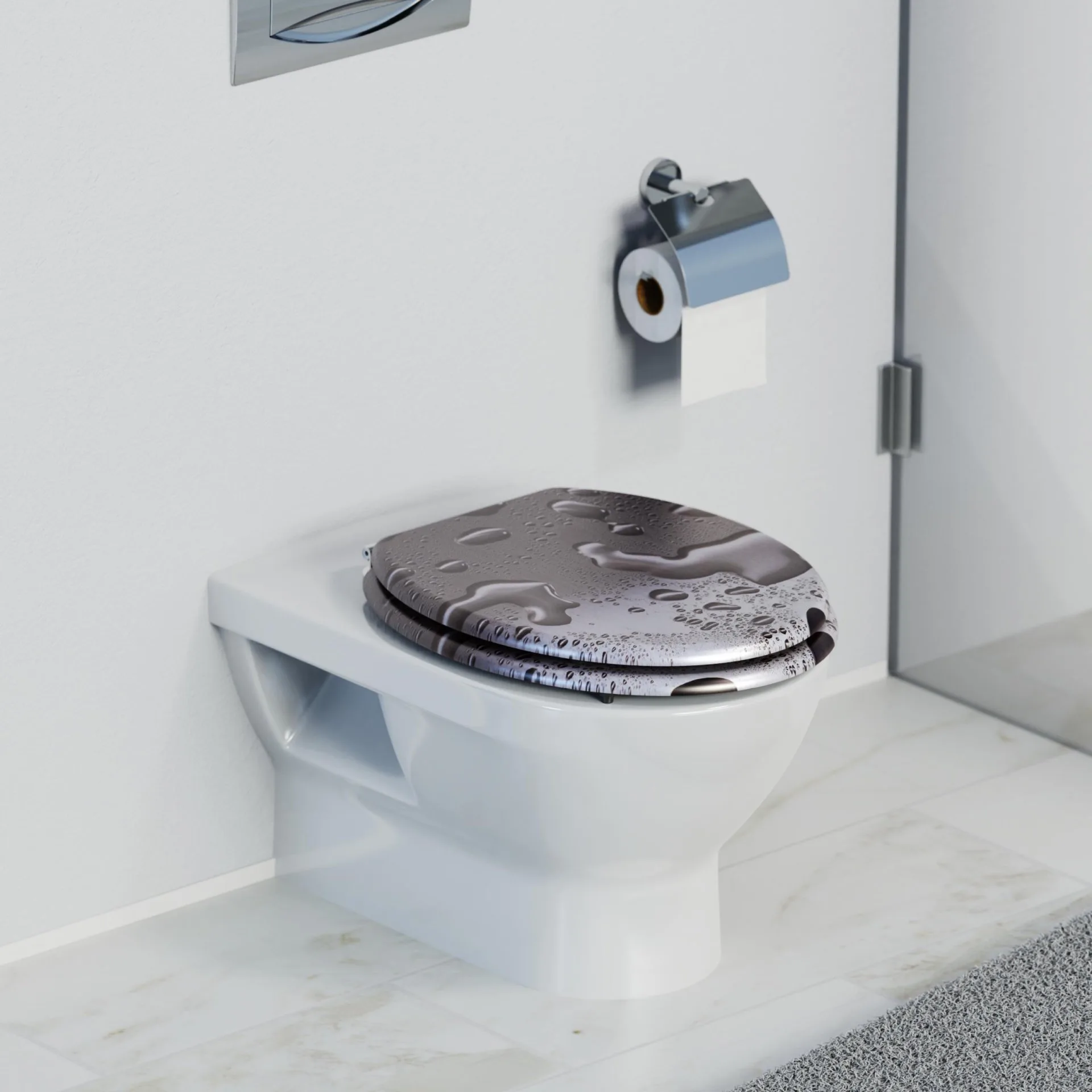 SCHÜTTE GREY STEEL WC-Sitz, Grau, MDF mit Absenkautomatik