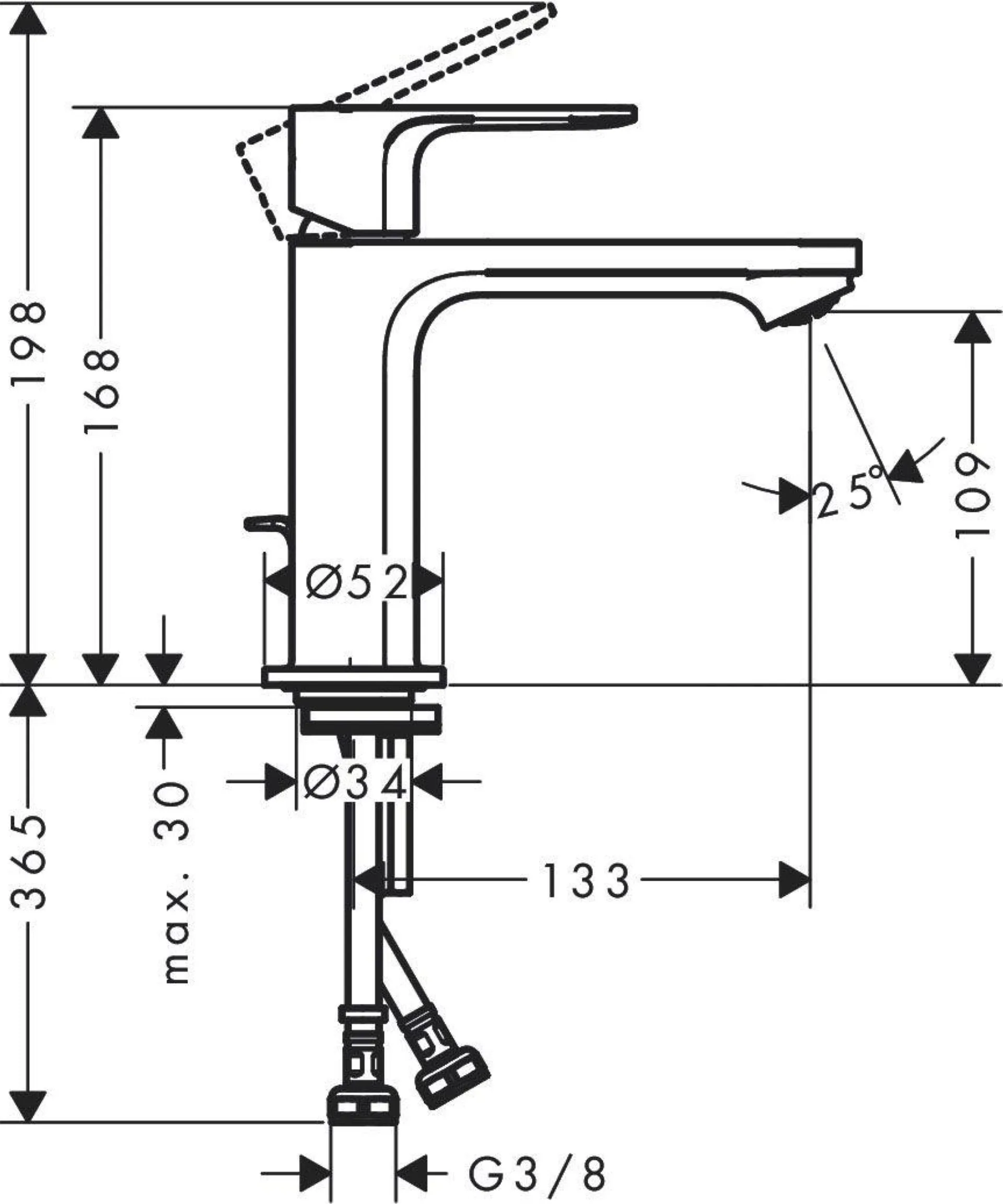 HANSGROHE REBRIS E 110 Waschtischarmatur, Chrom, mit Zugstangen-Ablaufgarnitur, CoolStart