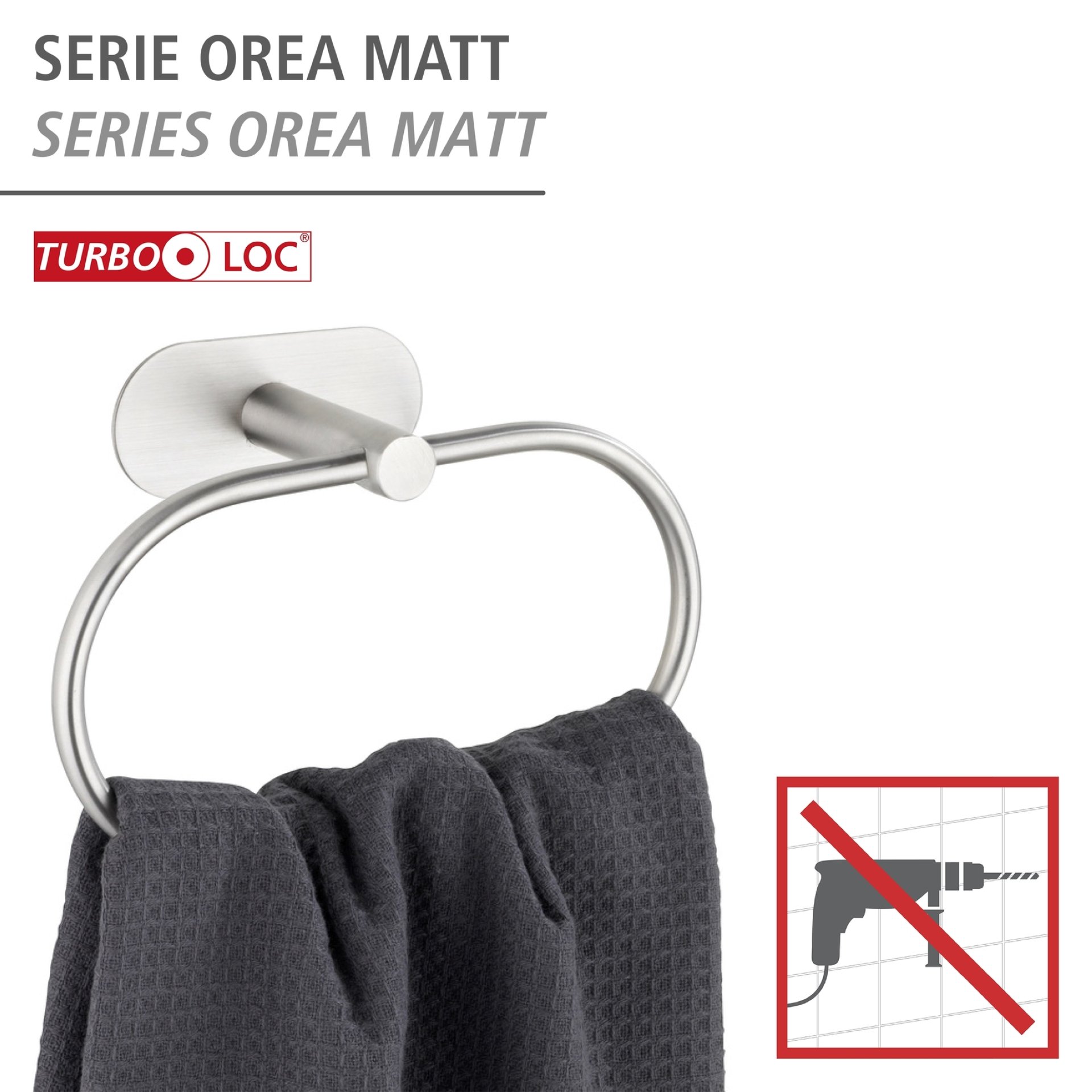 WENKO OREA Handtuchhalter, Chrom matt, Edelstahl rostfrei, Befestigen ohne Bohren
