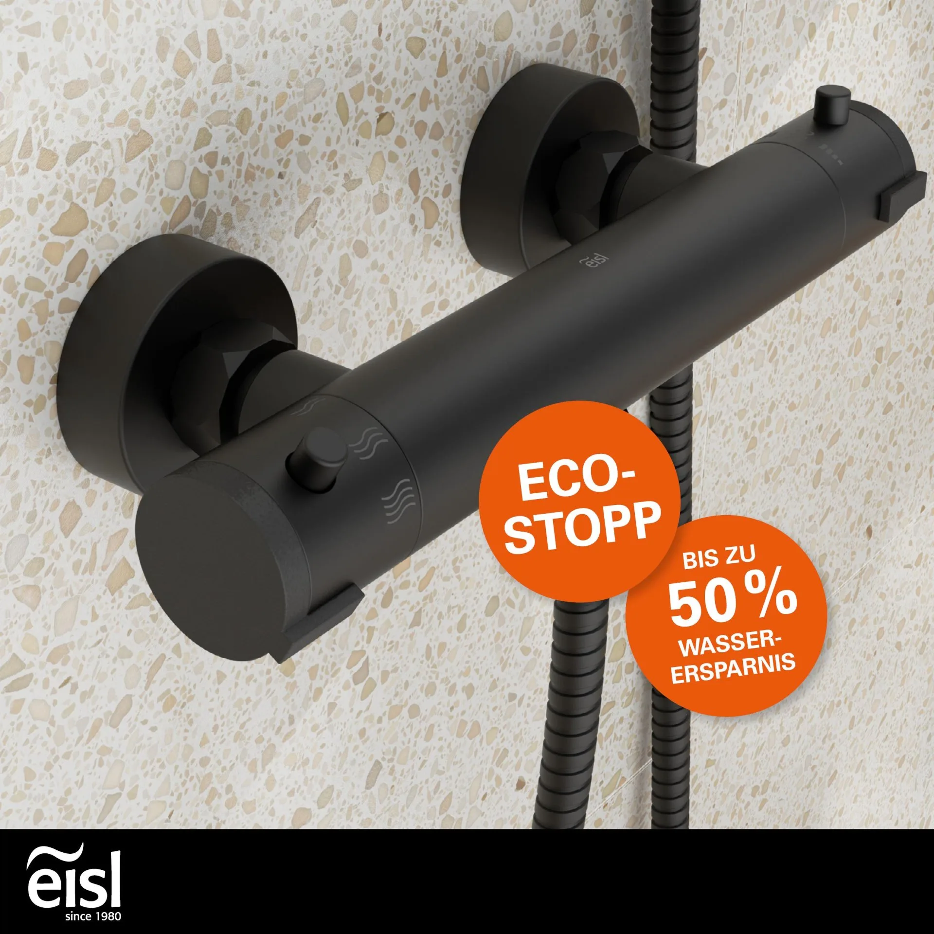 EISL CLAUDIO Duschthermostat, Schwarz matt