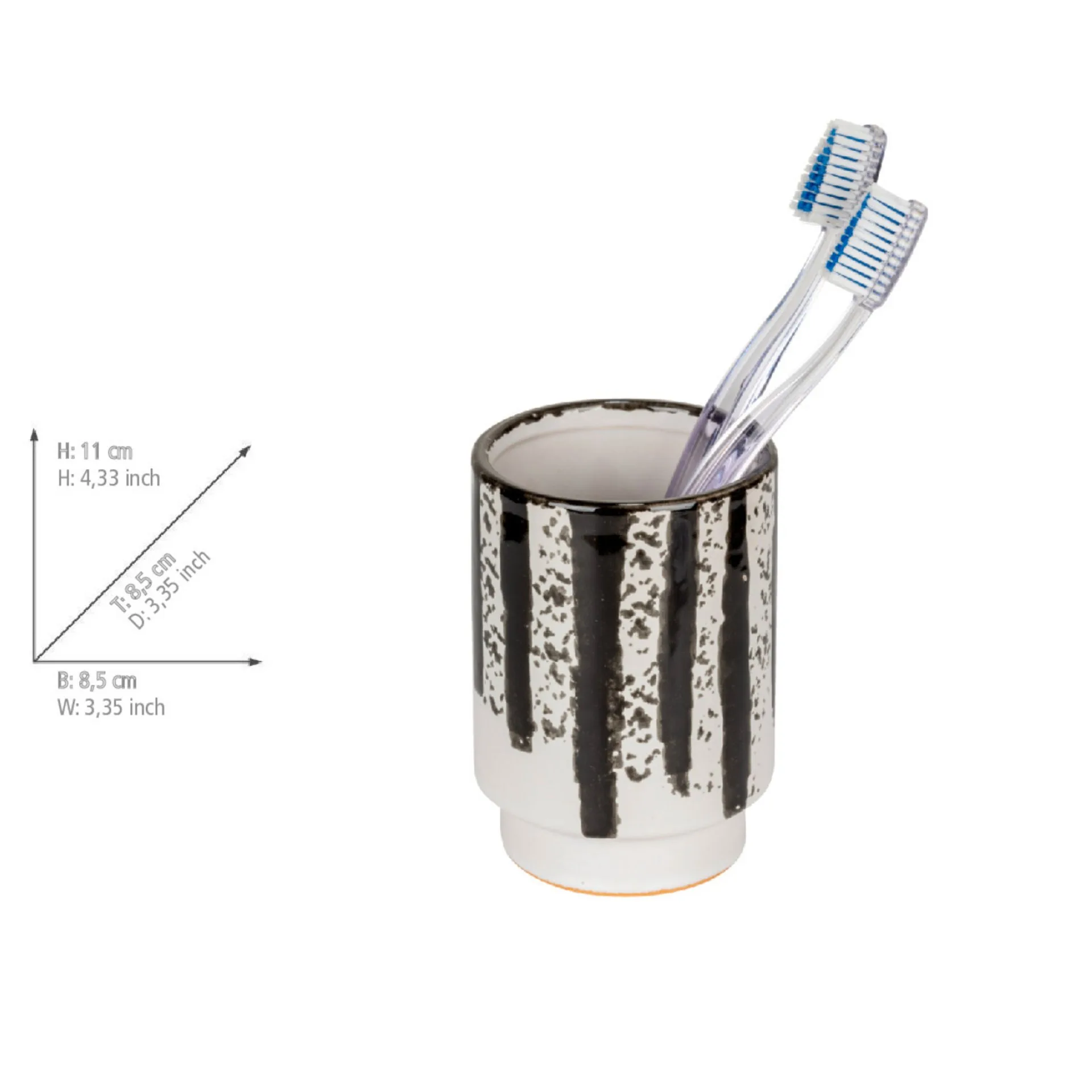 WENKO SUBIZA Accessoire Set, Weiß/Schwarz, Zahnputzbecher, Seifenspender, Keramik