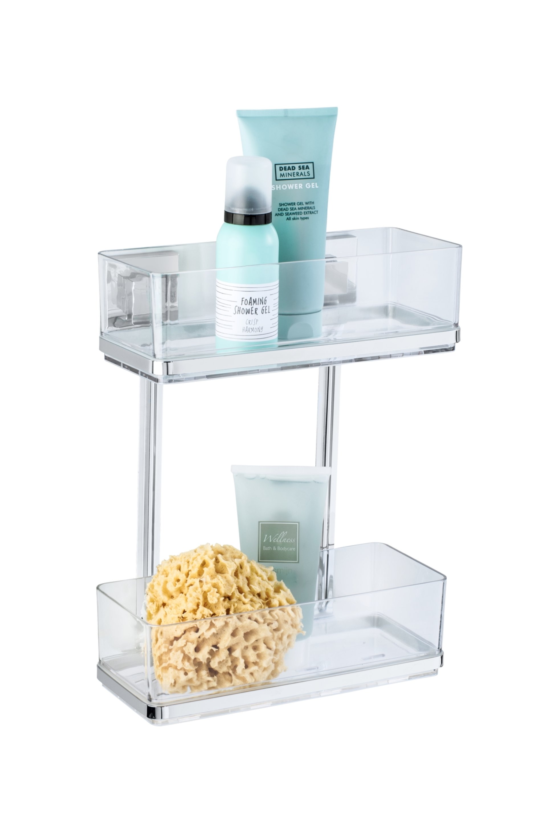 WENKO QUADRO Duschregal, 2 Etagen, Edelstahl, Befestigen ohne bohren, Vacuum-Loc®