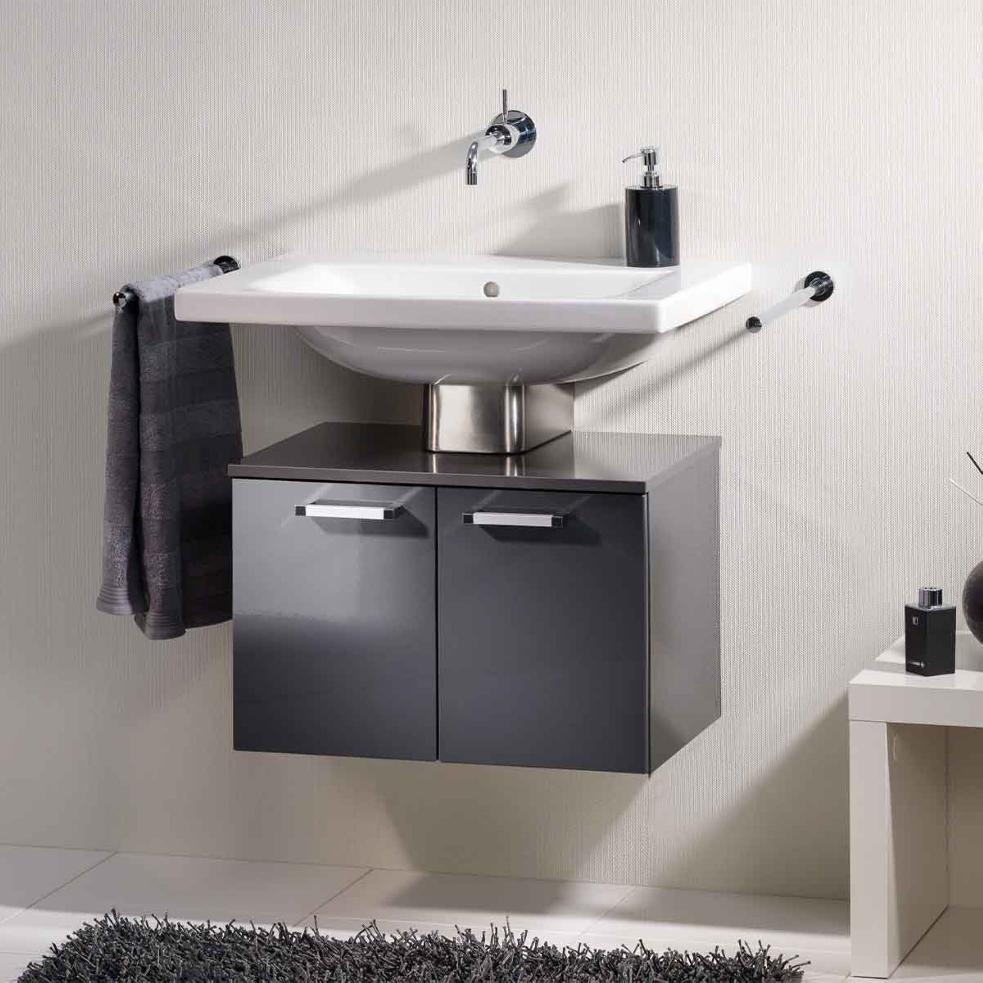 Siphonverkleidung Edelstahl für Waschtischunterschrank