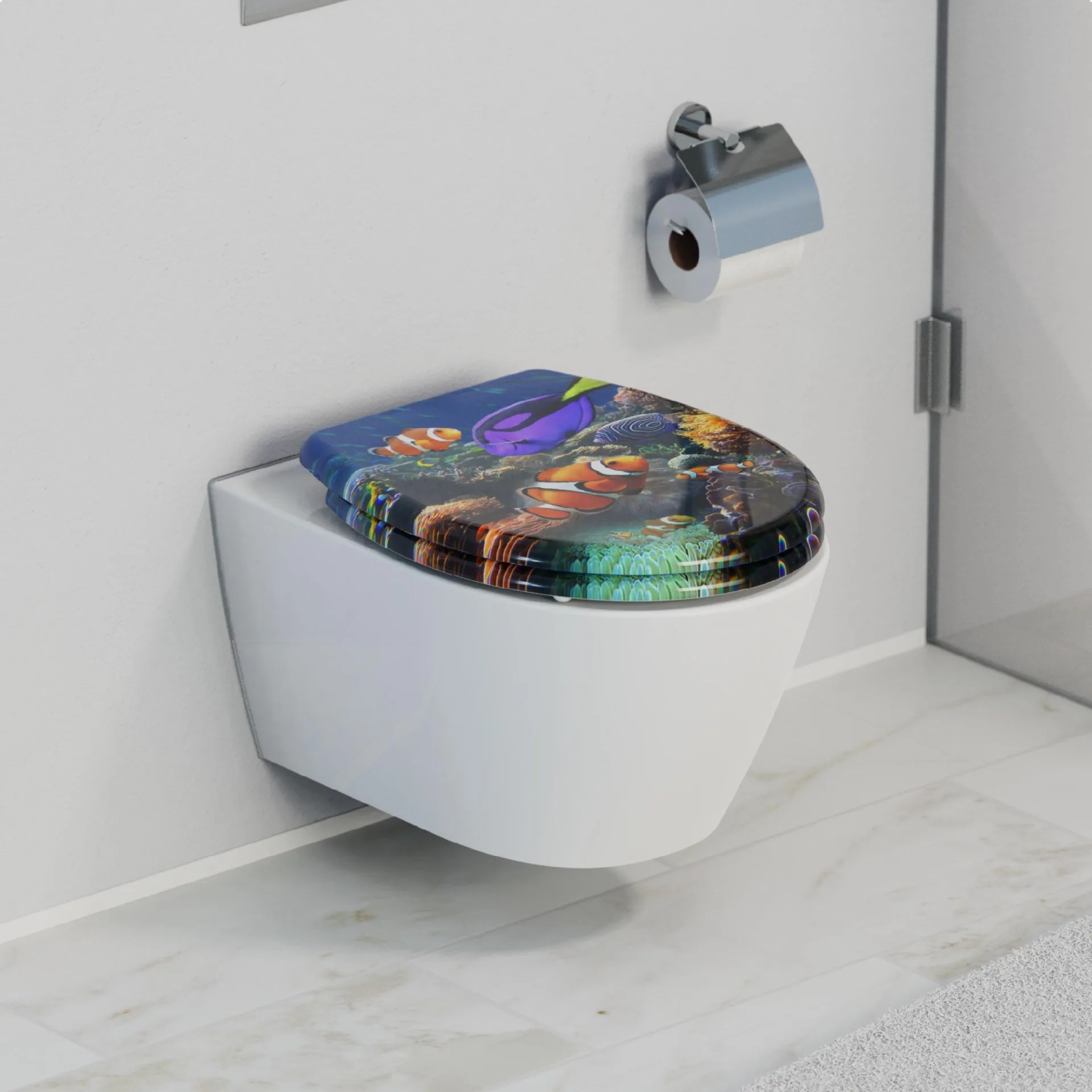 SCHÜTTE SEA LIFE WC-Sitz, Kunststoff, mit Absenkautomatik und Schnellverschluss