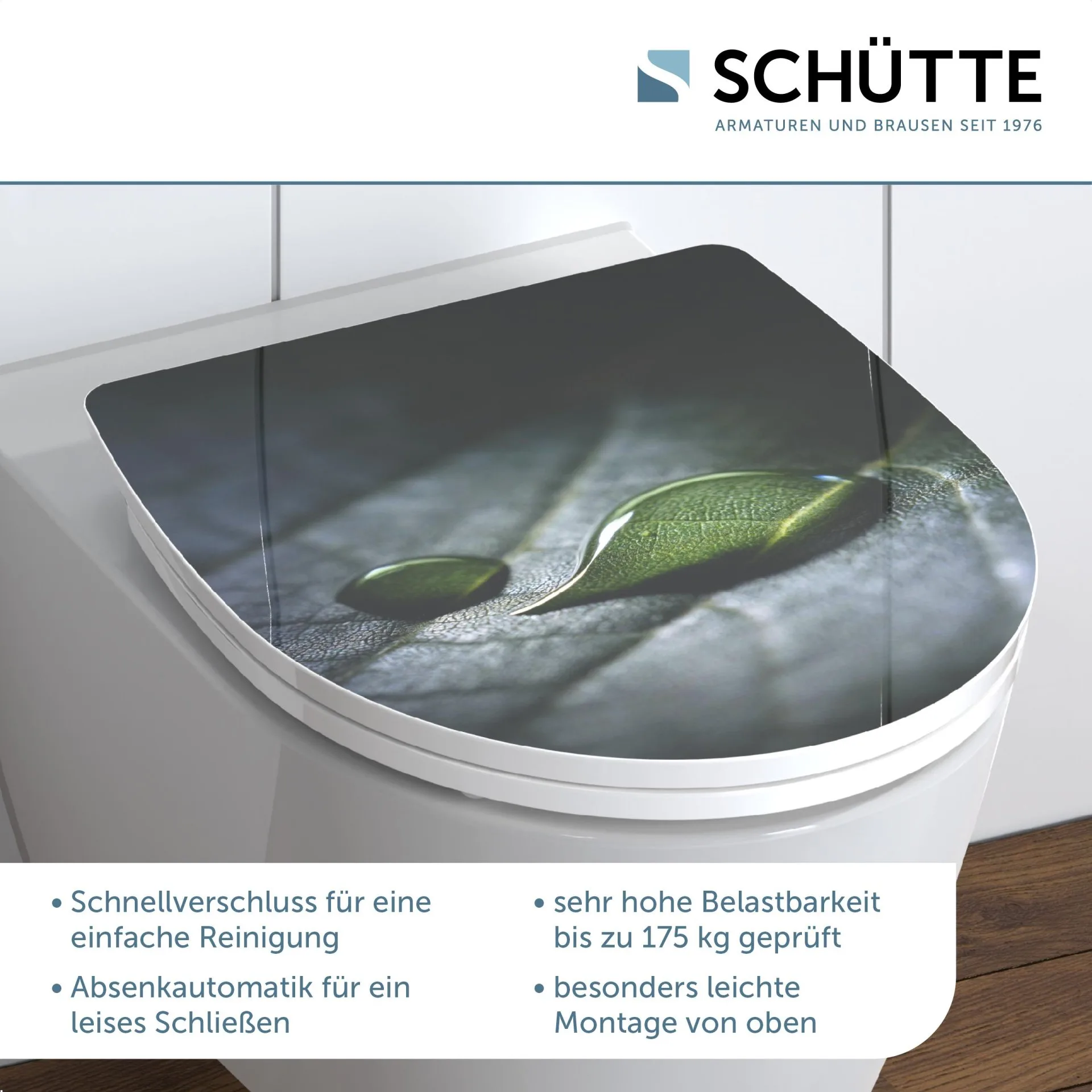 SCHÜTTE RAINDROP WC-Sitz, Kunststoff, mit Absenkautomatik und Schnellverschluss