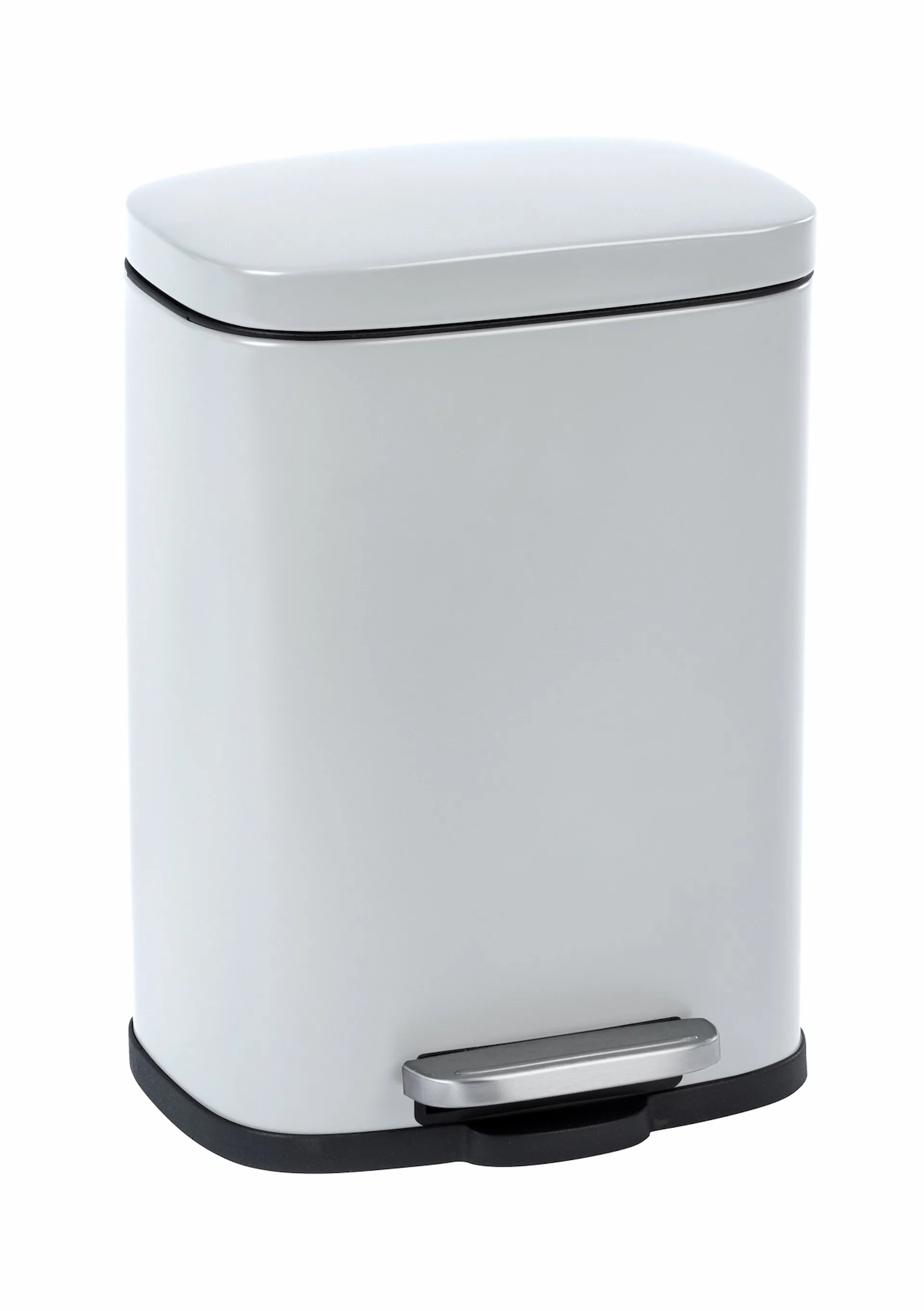 WENKO LENO Kosmetikeimer 5 Liter, Weiß, Easy-Close, lackierter Stahl, Absenkautomatik