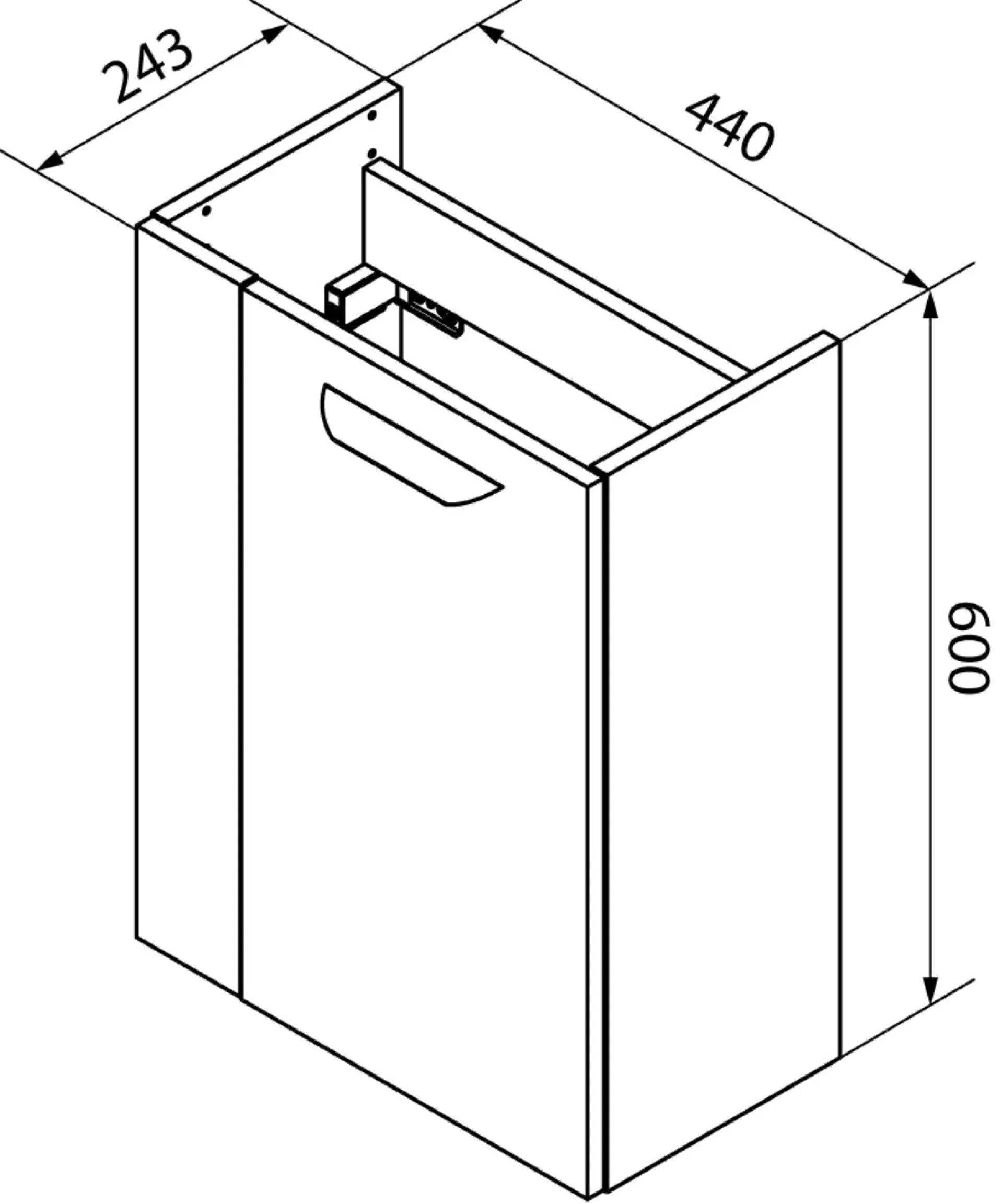 FACKELMANN SBC LUXOR Gäste WC Waschtisch Set 45 cm breit, Weiß/Braun hell, Waschbecken Keramik Weiß, Türanschlag rechts