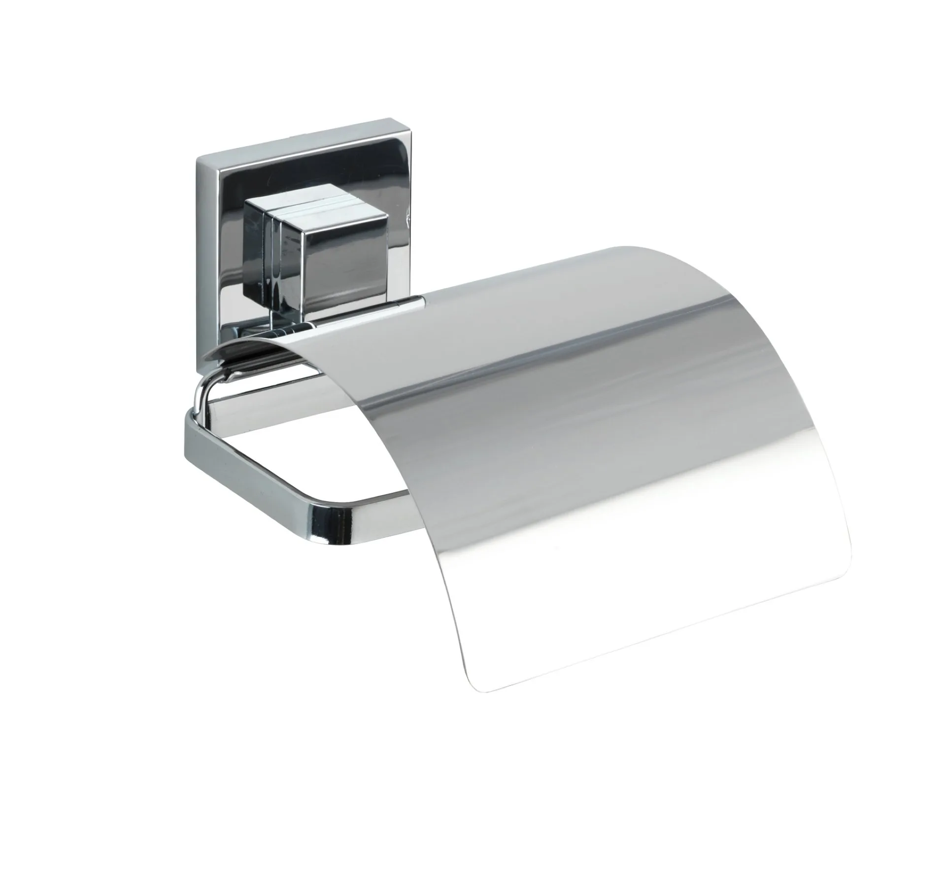 WENKO QUADRO Toilettenpapierhalter, Chrom glänzend, Edelstahl, Befestigen ohne bohren, Vacuum-Loc®
