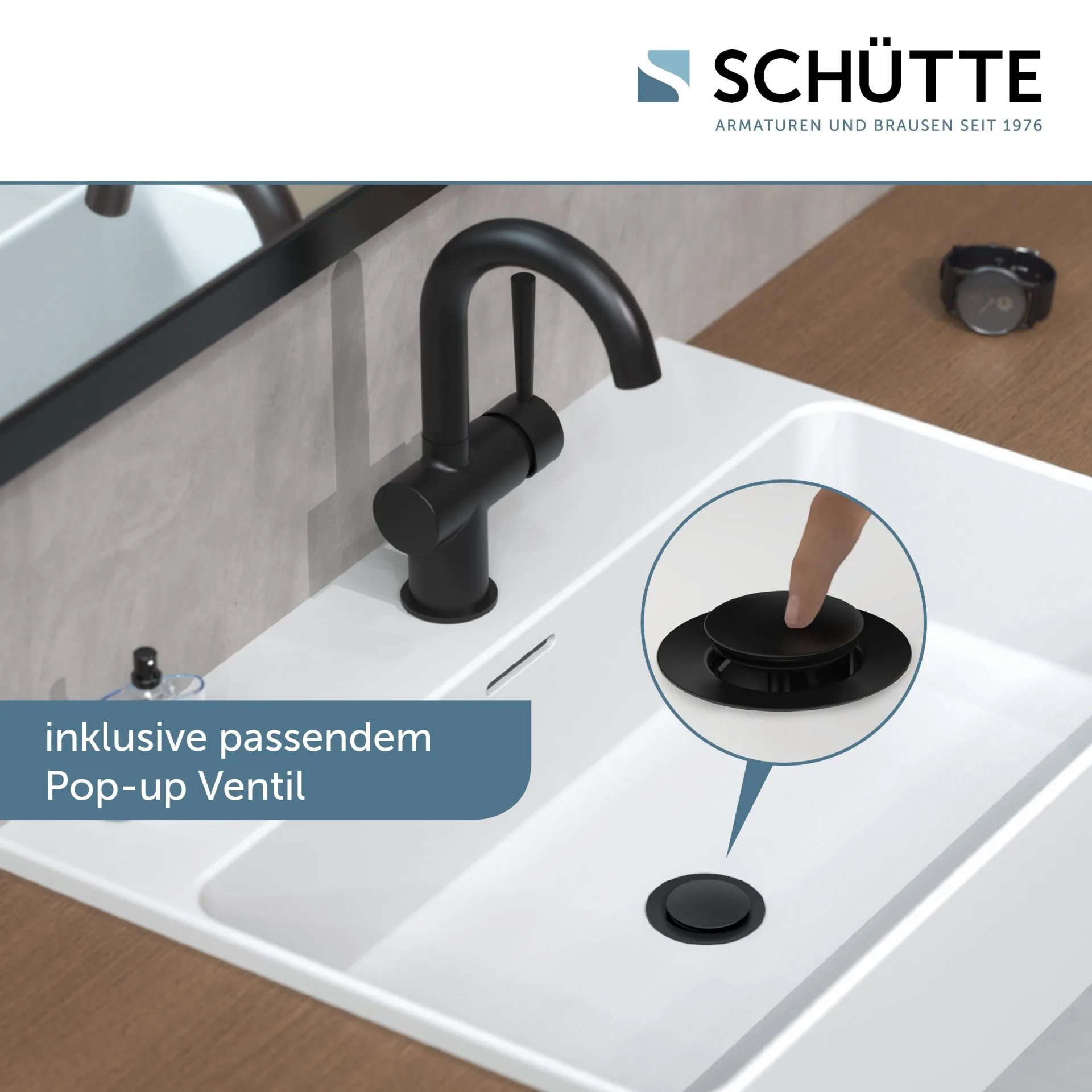 SCHÜTTE CORNWALL Waschtischarmatur, Schwarz matt