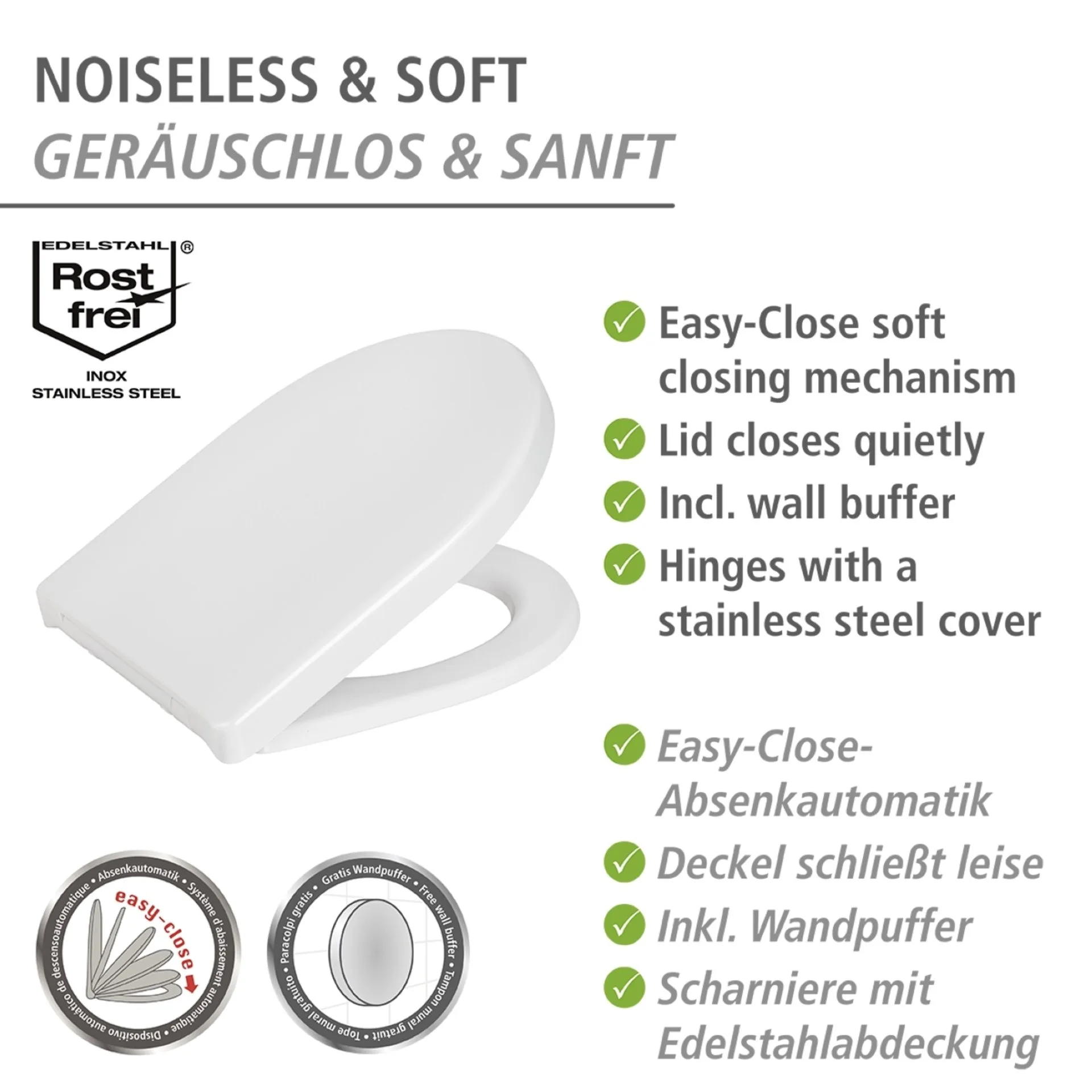 WENKO SINDIA WC-Sitz, Weiß, 300 kg Tragkraft, mit Absenkautomatik