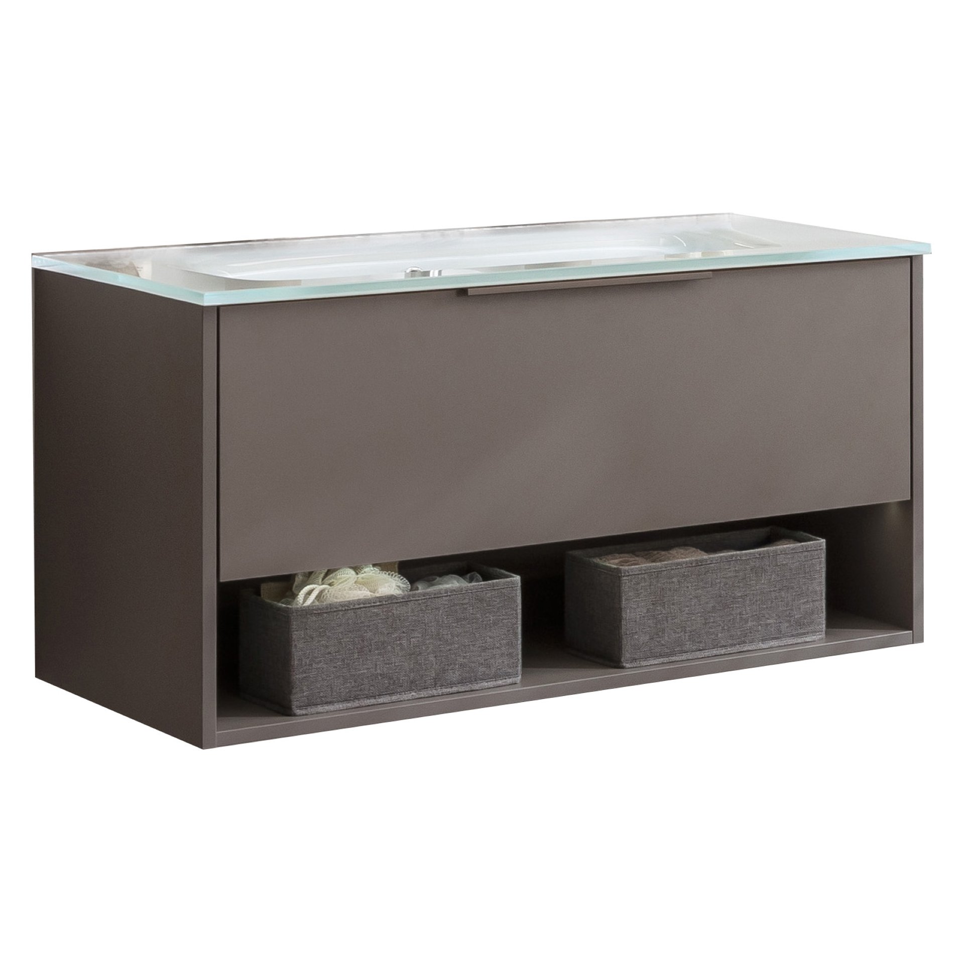 Fackelmann B.PARIS Badmöbel Set 2-teilig 90 cm breit, Grau, Glas weiß