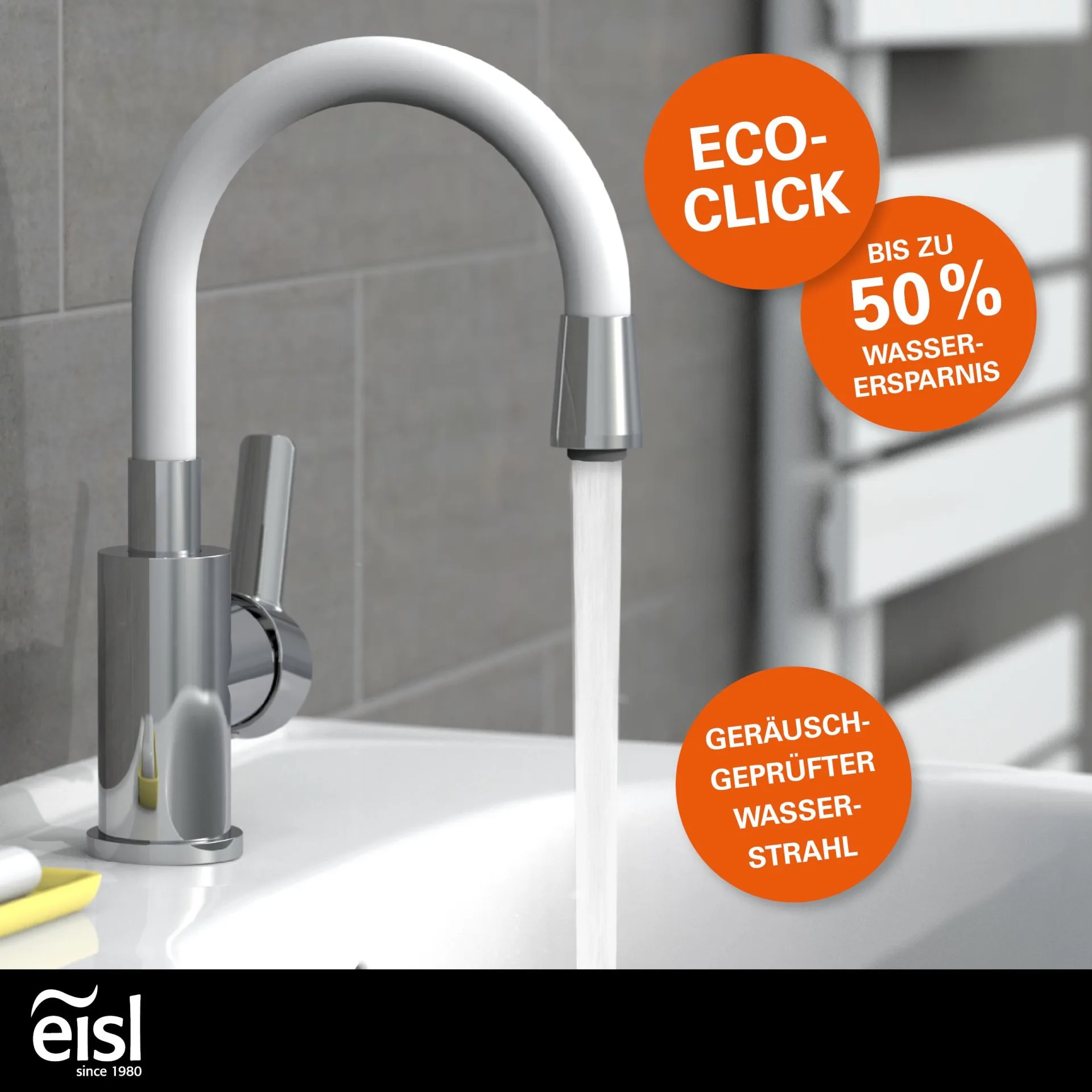 EISL FLEXO Waschtischarmatur, Chrom/Weiß, mit flexiblem Auslauf