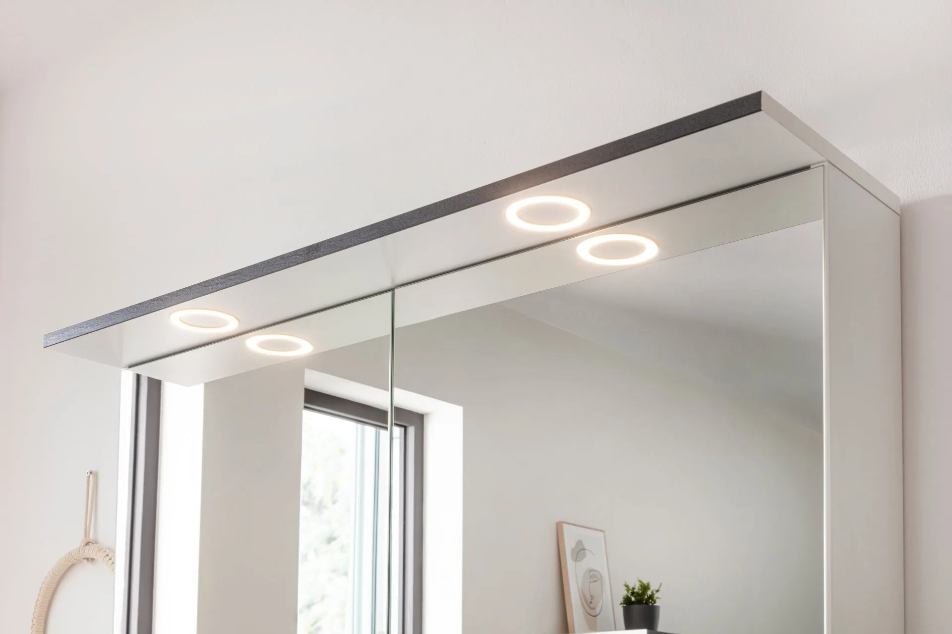 FACKELMANN FLAIR LED Spiegelschrank 100 cm breit, Weiß/Anthrazit