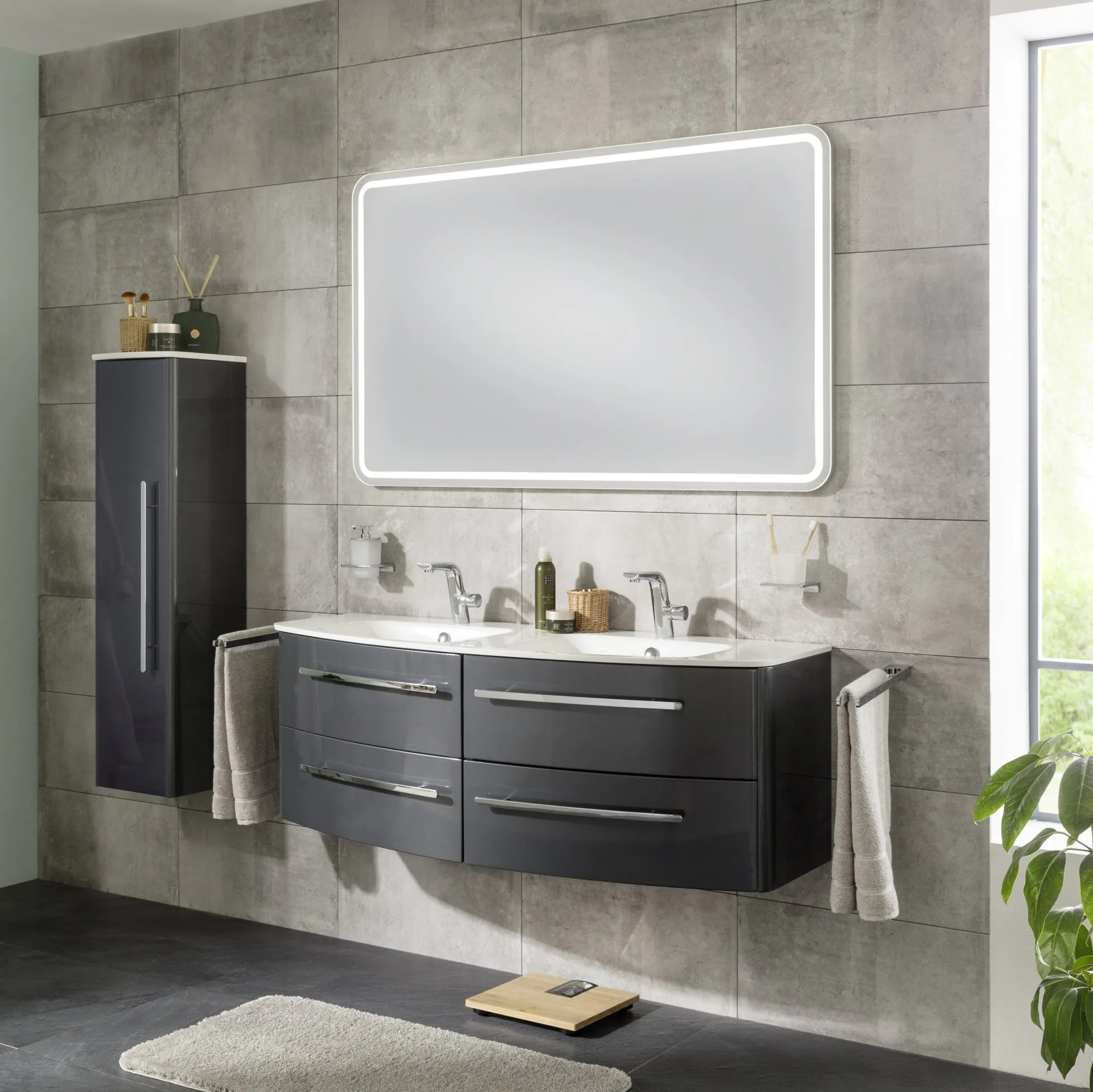 Lanzet CLASSICO Midischrank, Anthrazit/Weiß, links