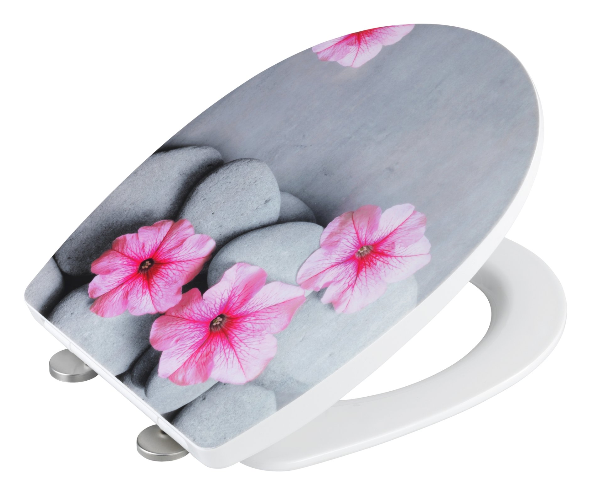 WENKO PRETTY WC-Sitz, Grau, Hochglanz, mit Absenkautomatik