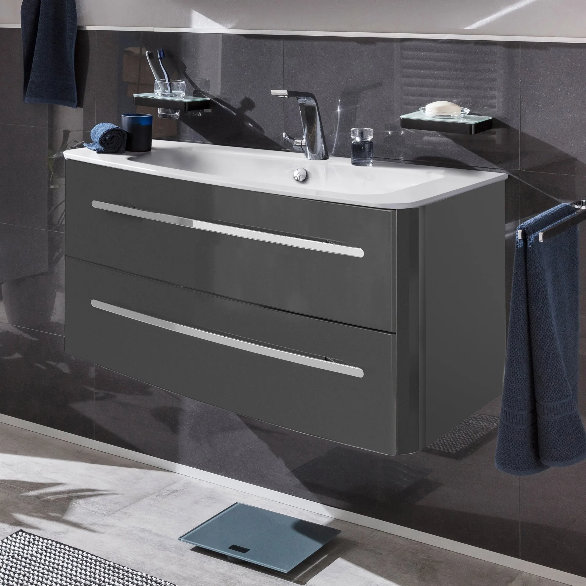 CLASSICO Waschbecken Mineralguss links weiß