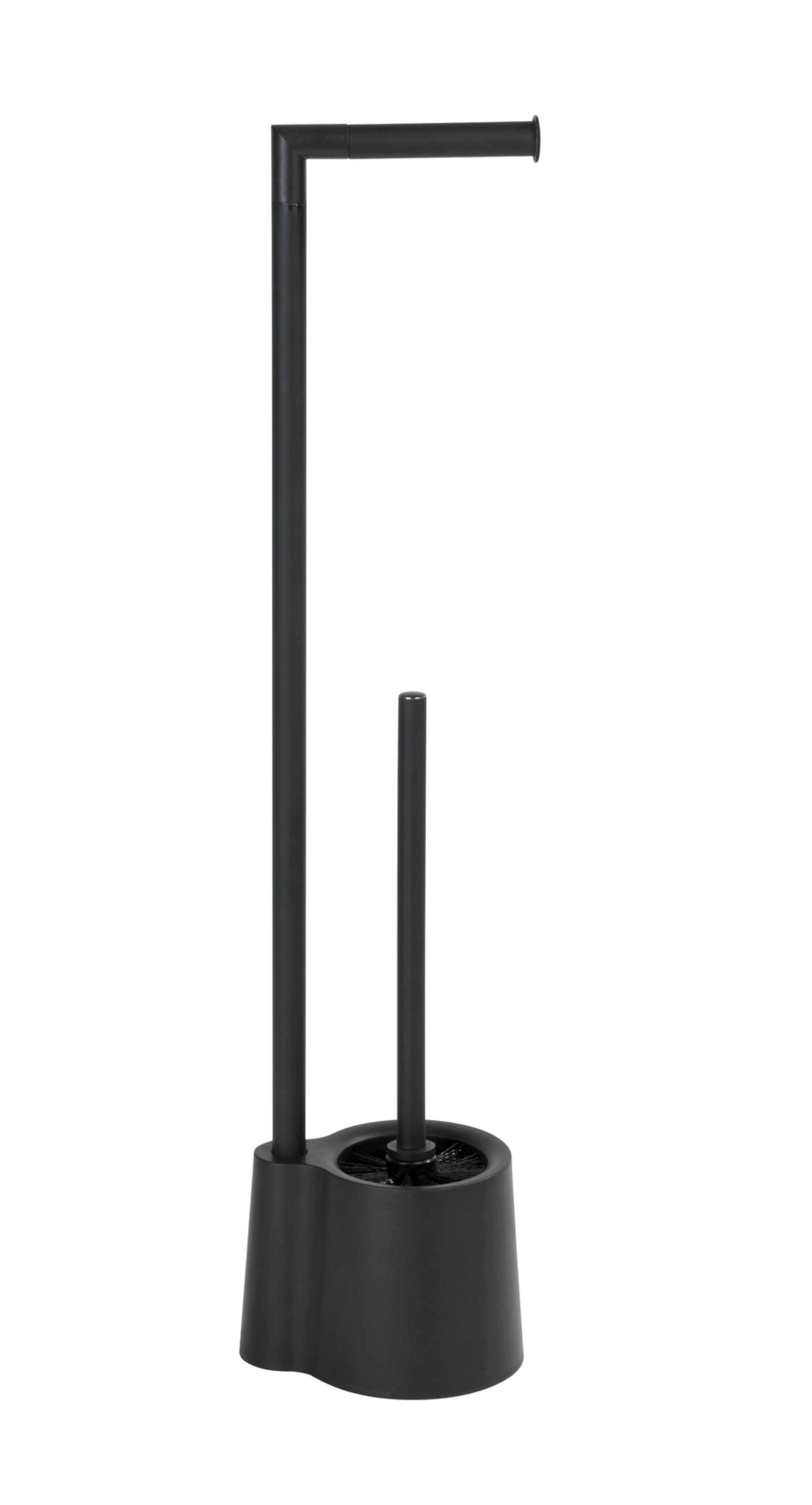 WENKO AVOLA WC-Garnitur, Schwarz matt, mit Toilettenpapierhalter, stehend