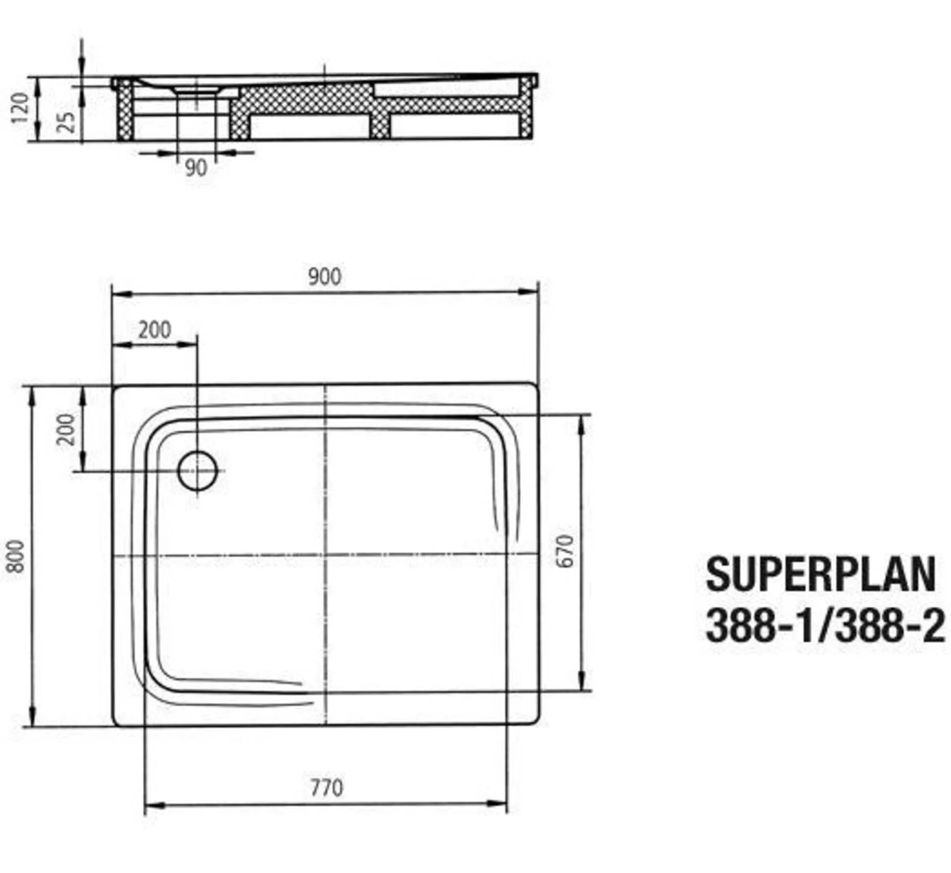 KALDEWEI SUPERPLAN CLASSIC Duschwanne 80 cm breit, Weiß, Mod. 388-1