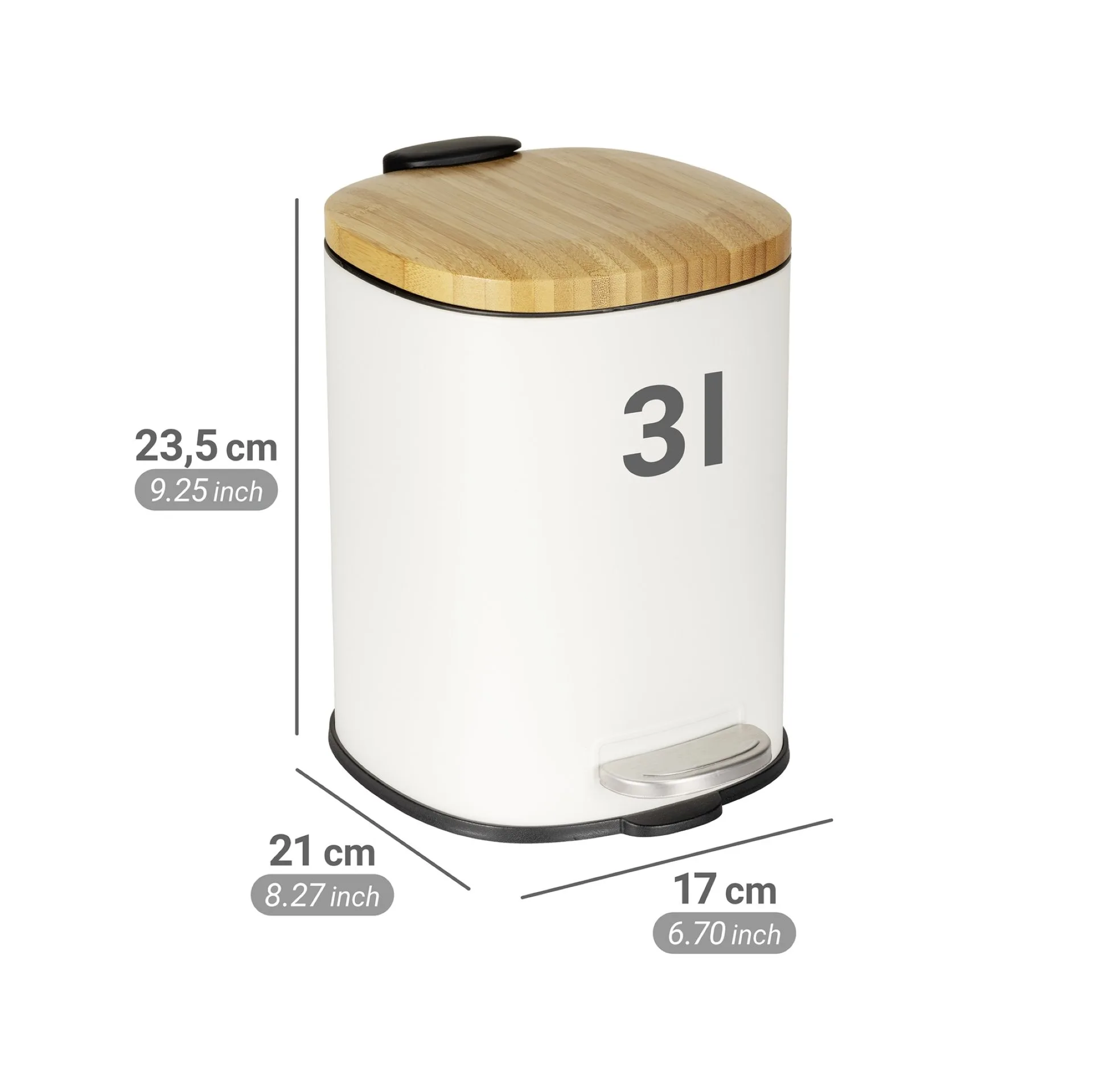WENKO FIANEMA Kosmetikeimer 3 Liter, Weiß/Braun