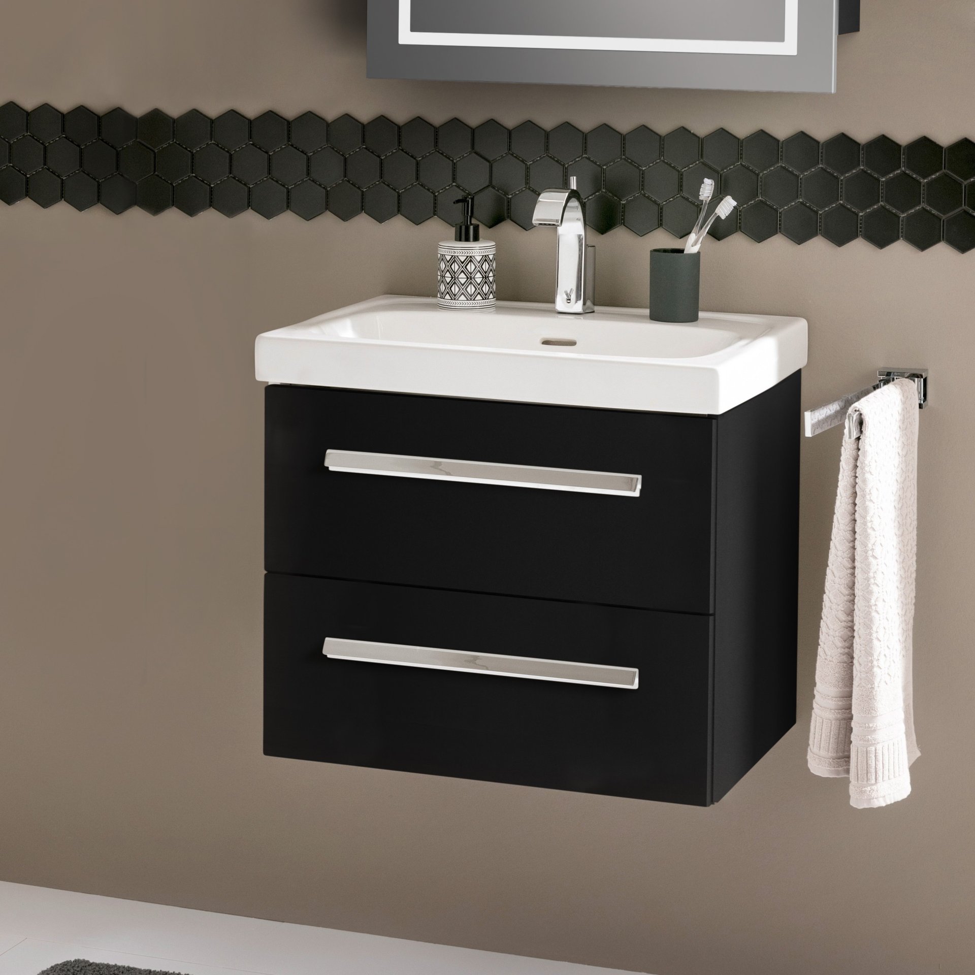 LANZET K1 Waschbeckenunterschrank 59 cm, Anthrazit