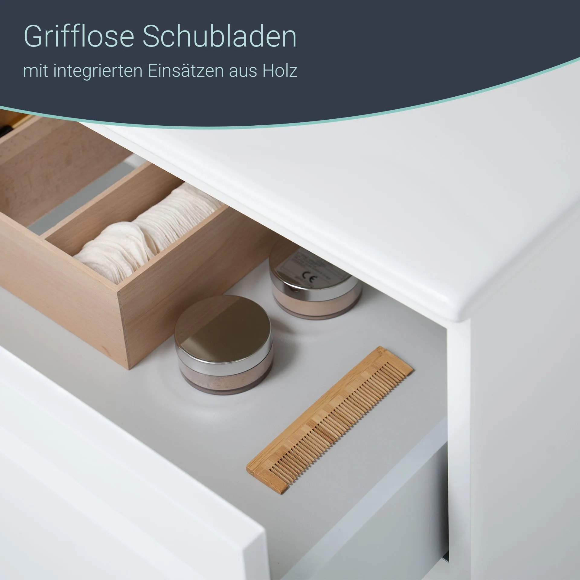 BADEDU GERS Waschbecken mit Unterschrank 60 cm breit, Weiß, Waschbecken Keramik Weiß